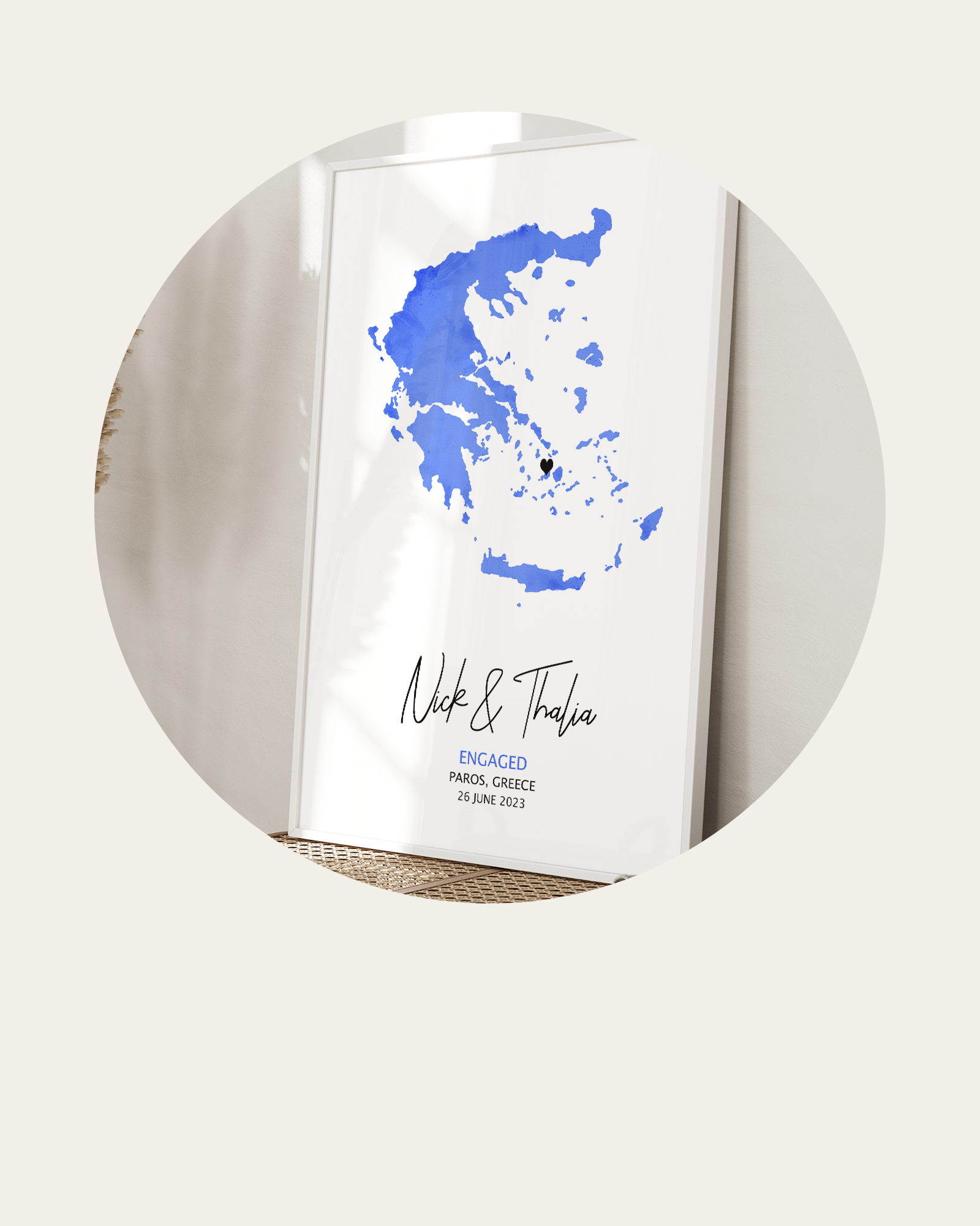 Engagement Prints customised to your style using a map and personalized text