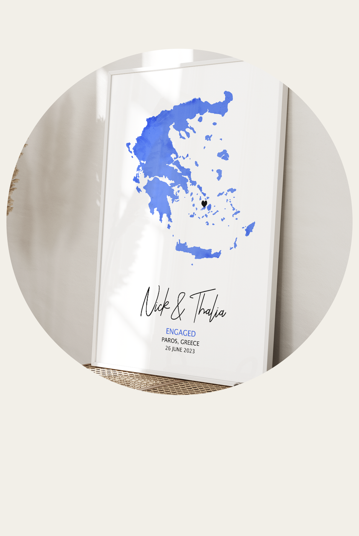 Engagement Prints customised to your style using a map and personalized text