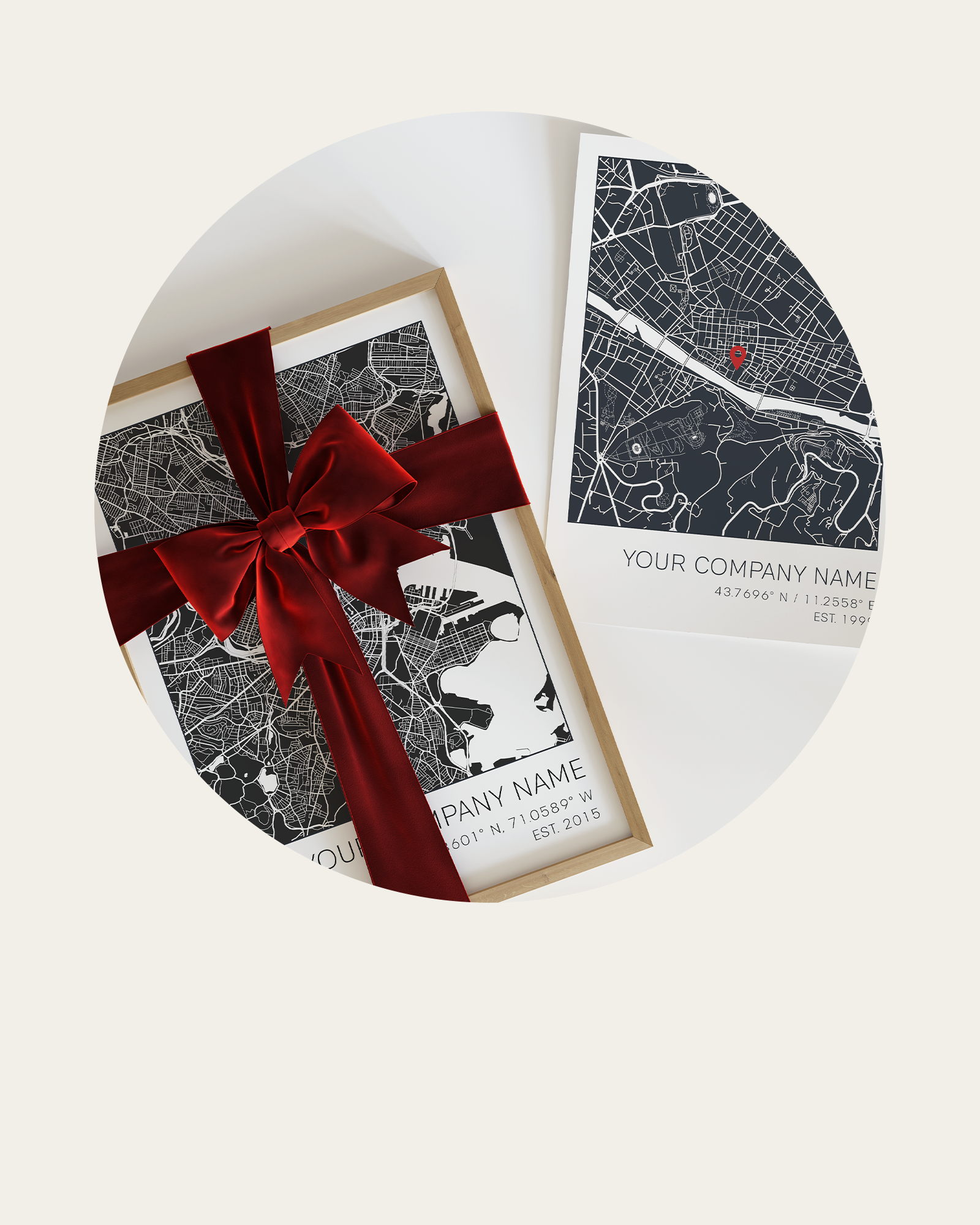 company anniversary prints custom map and text