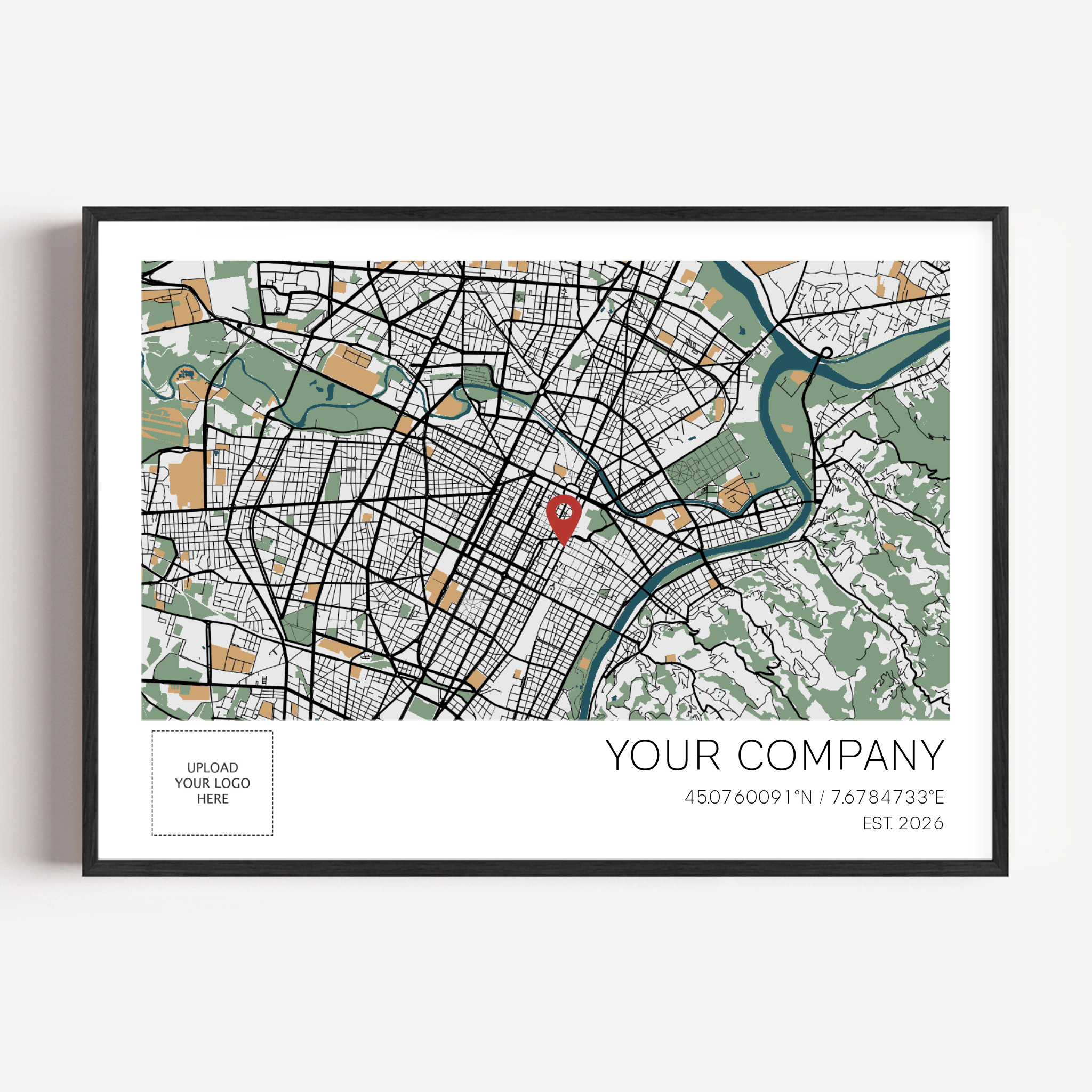 Custom business gift map print for celebrating company success and growth