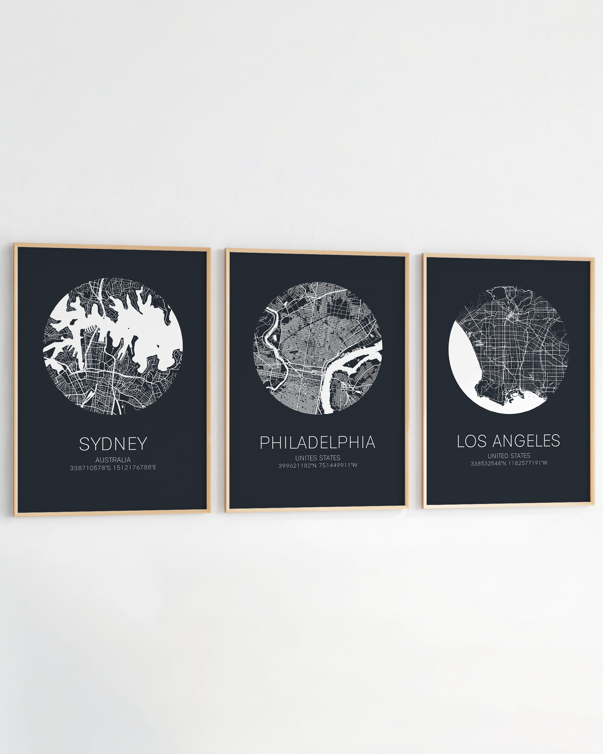 set of city prints of any location hometown or travel destiantion map prints