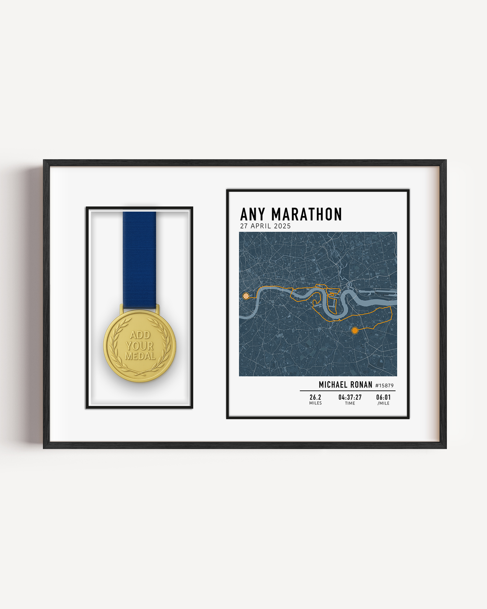 Marathon medal display frame for runners – stylish wall-mounted race medal holder to showcase finisher medals