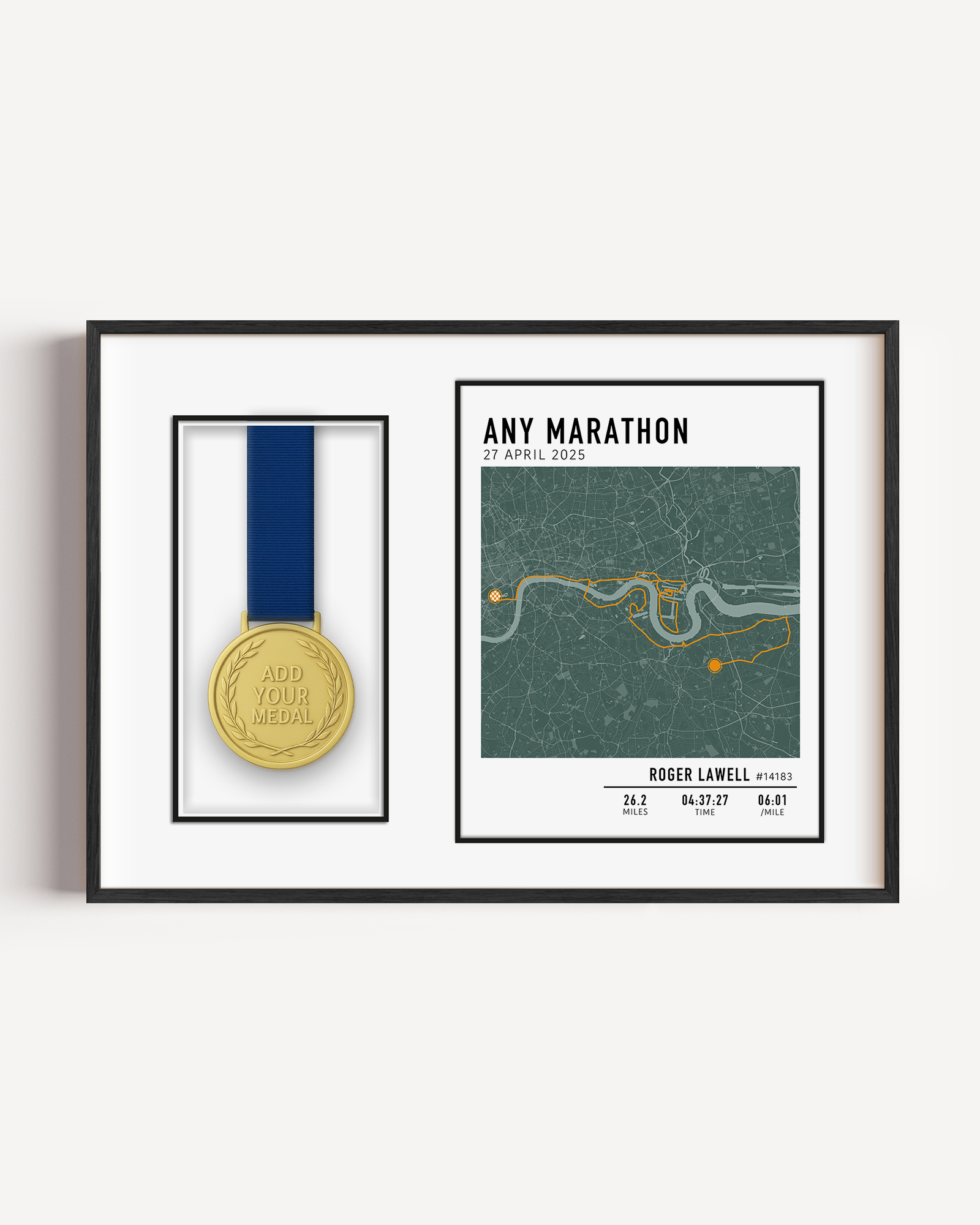Marathon medal display frame for runners – stylish wall-mounted race medal holder to showcase finisher medals