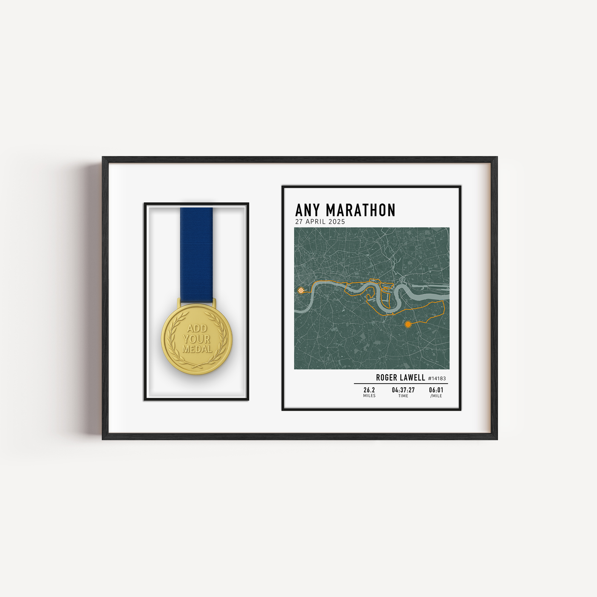 Marathon medal display frame for runners – stylish wall-mounted race medal holder to showcase finisher medals