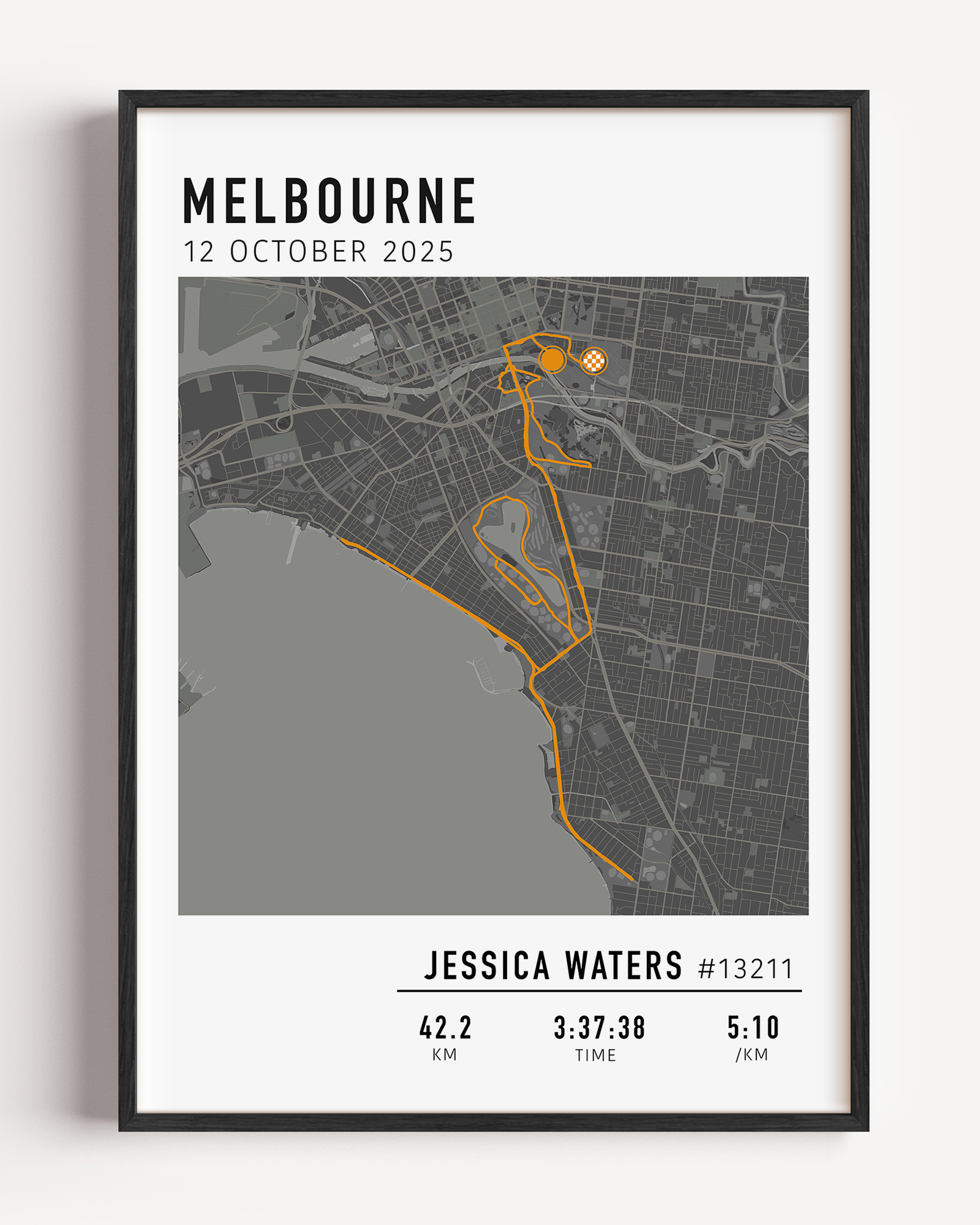 Melbourne Marathon Gift for runner, marathon gift framed custom strava stats