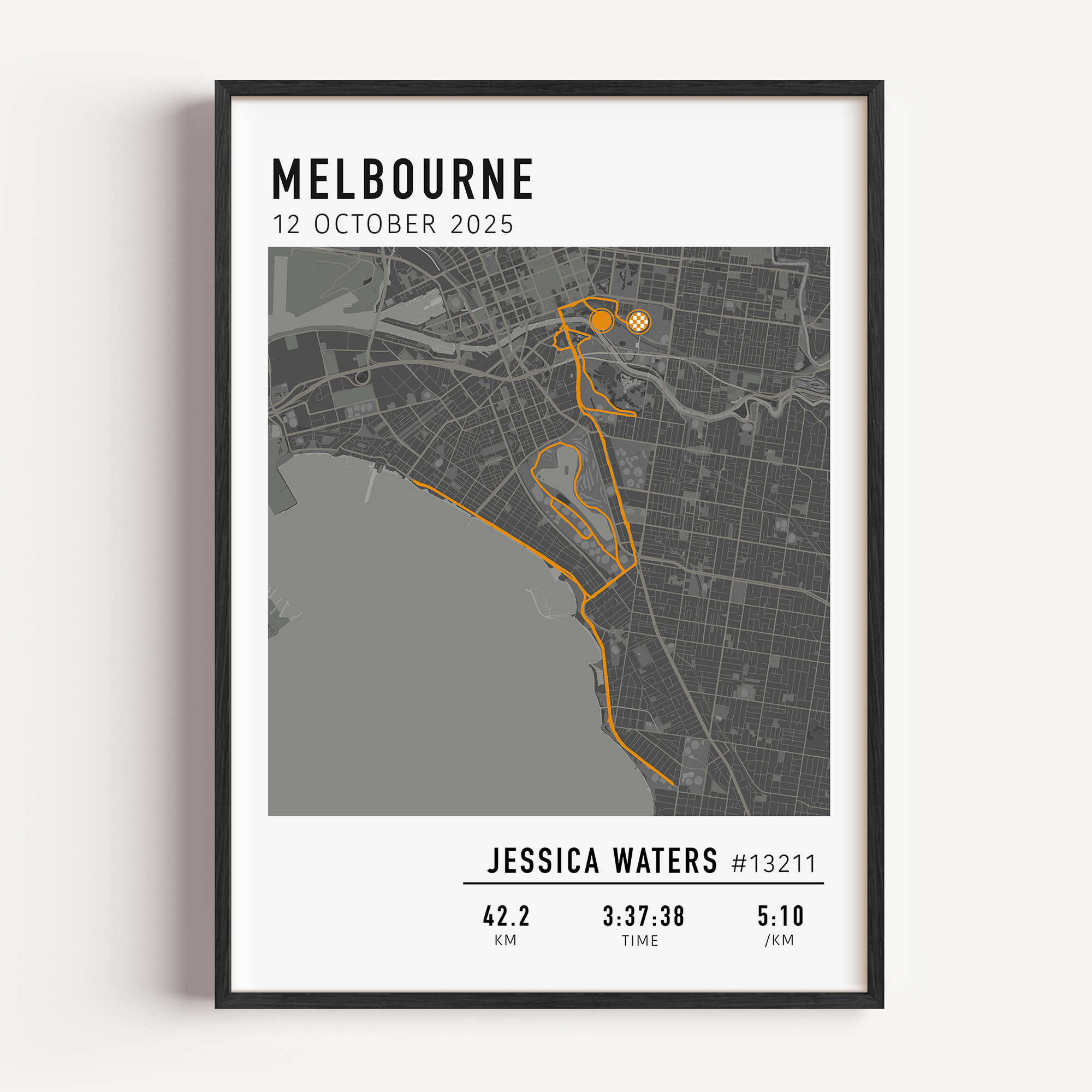 Melbourne Marathon Gift for runner, marathon gift framed custom strava stats