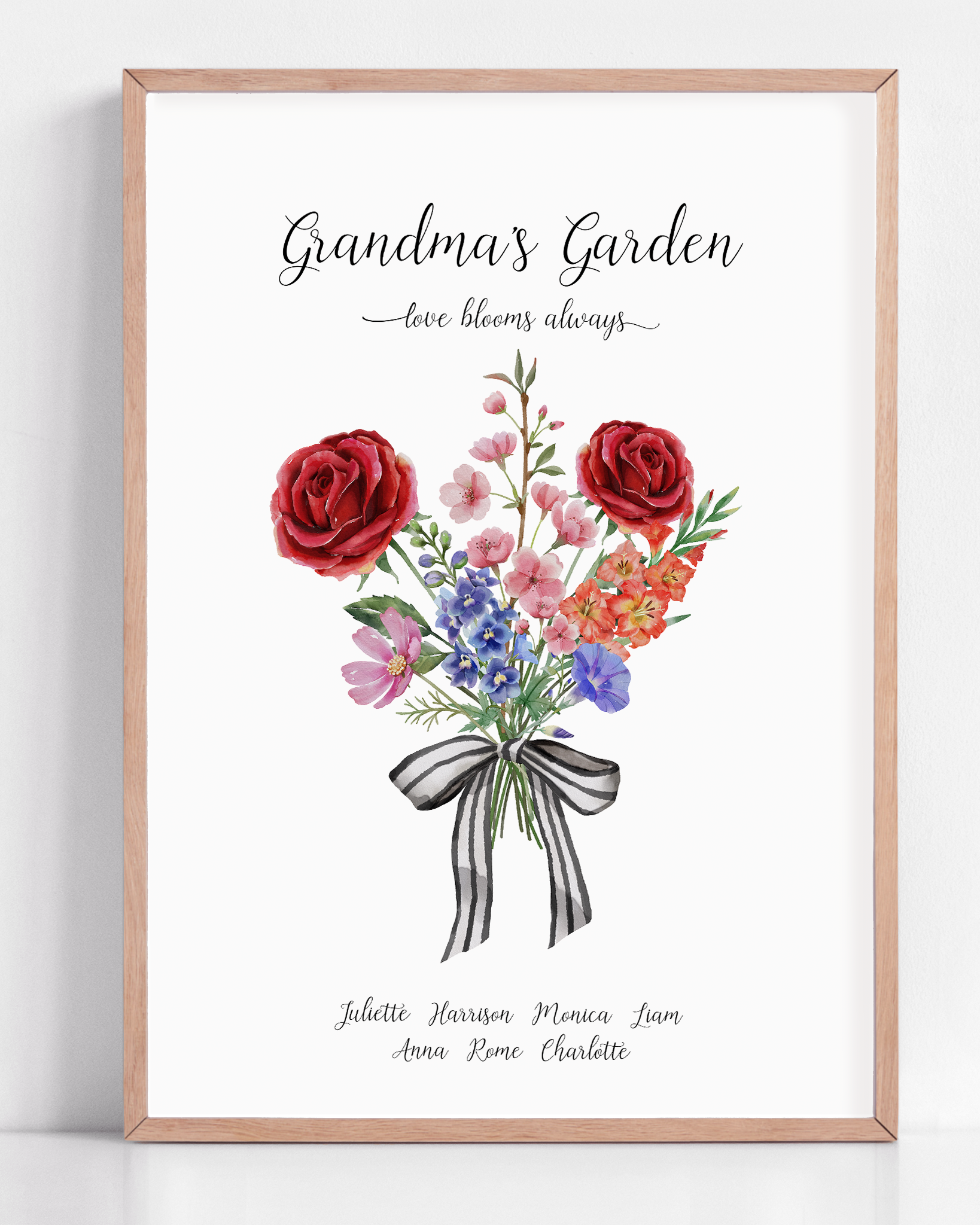 grandmas garden birth flower print