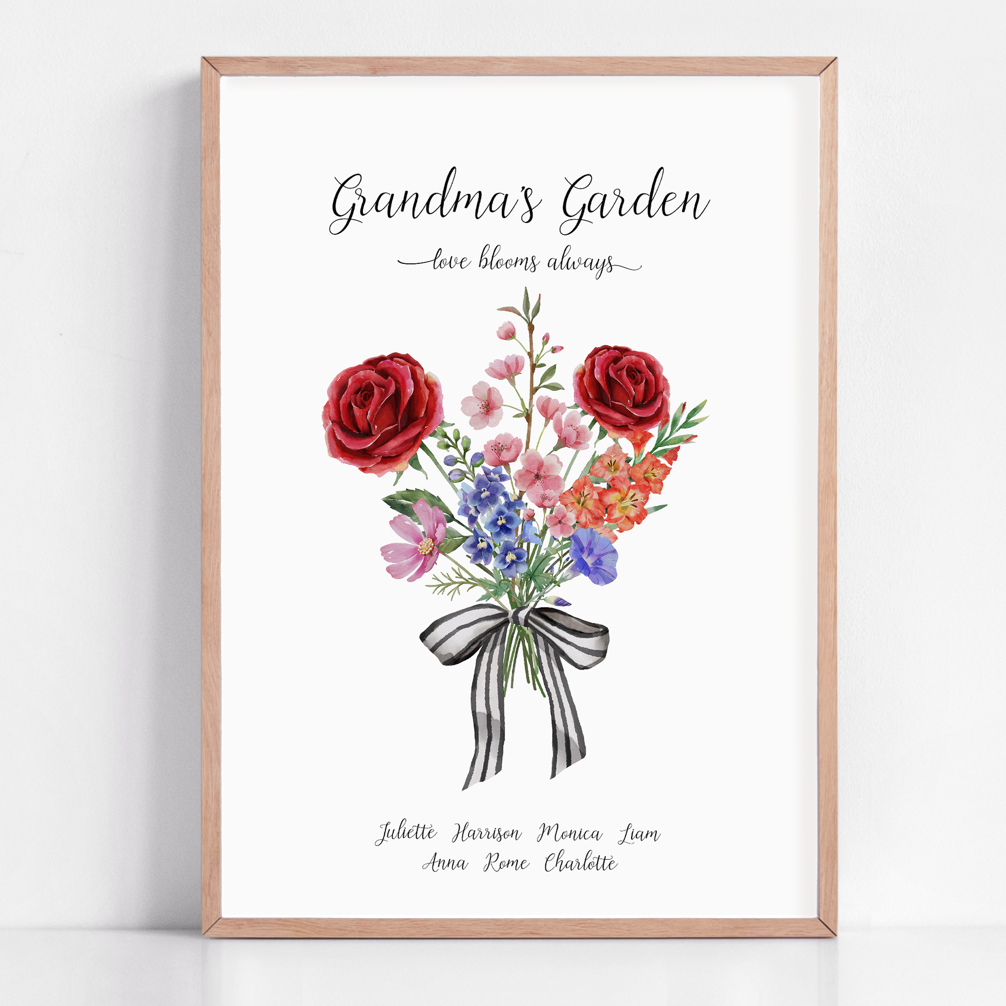 grandmas garden birth flower print