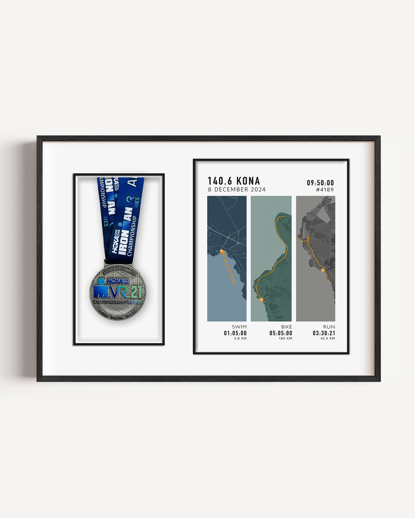 Ironman medal display frame for triathlon – stylish wall-mounted race medal holder to showcase finisher medals