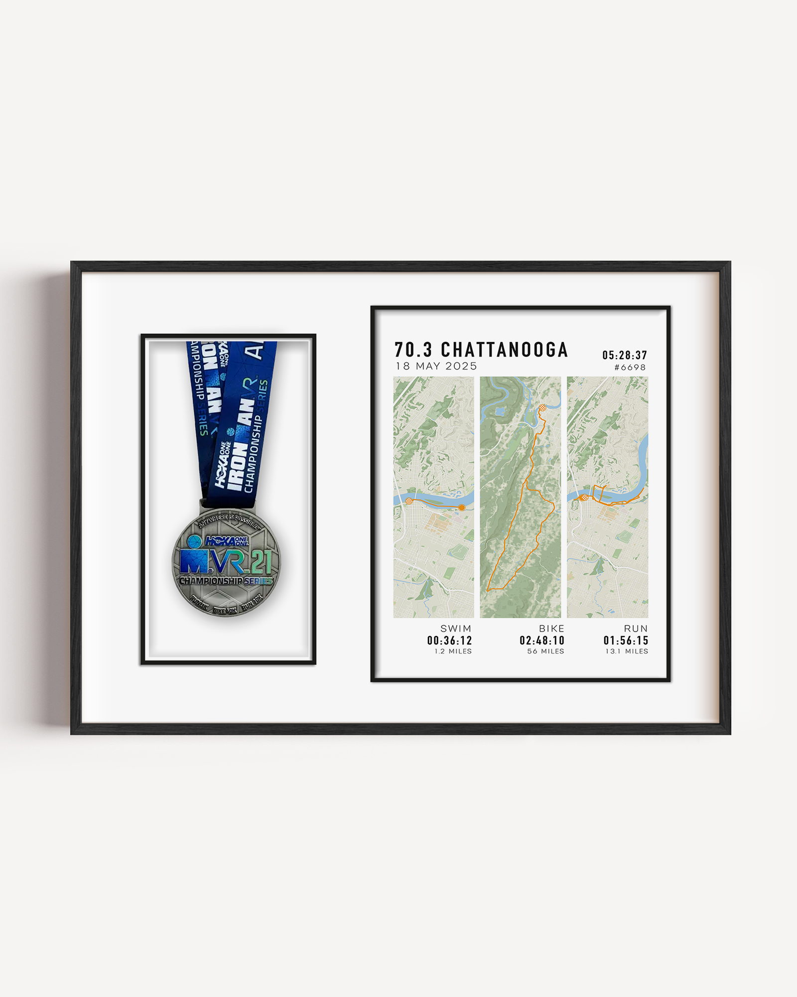 Ironman medal display frame for triathlon – stylish wall-mounted race medal holder to showcase finisher medals