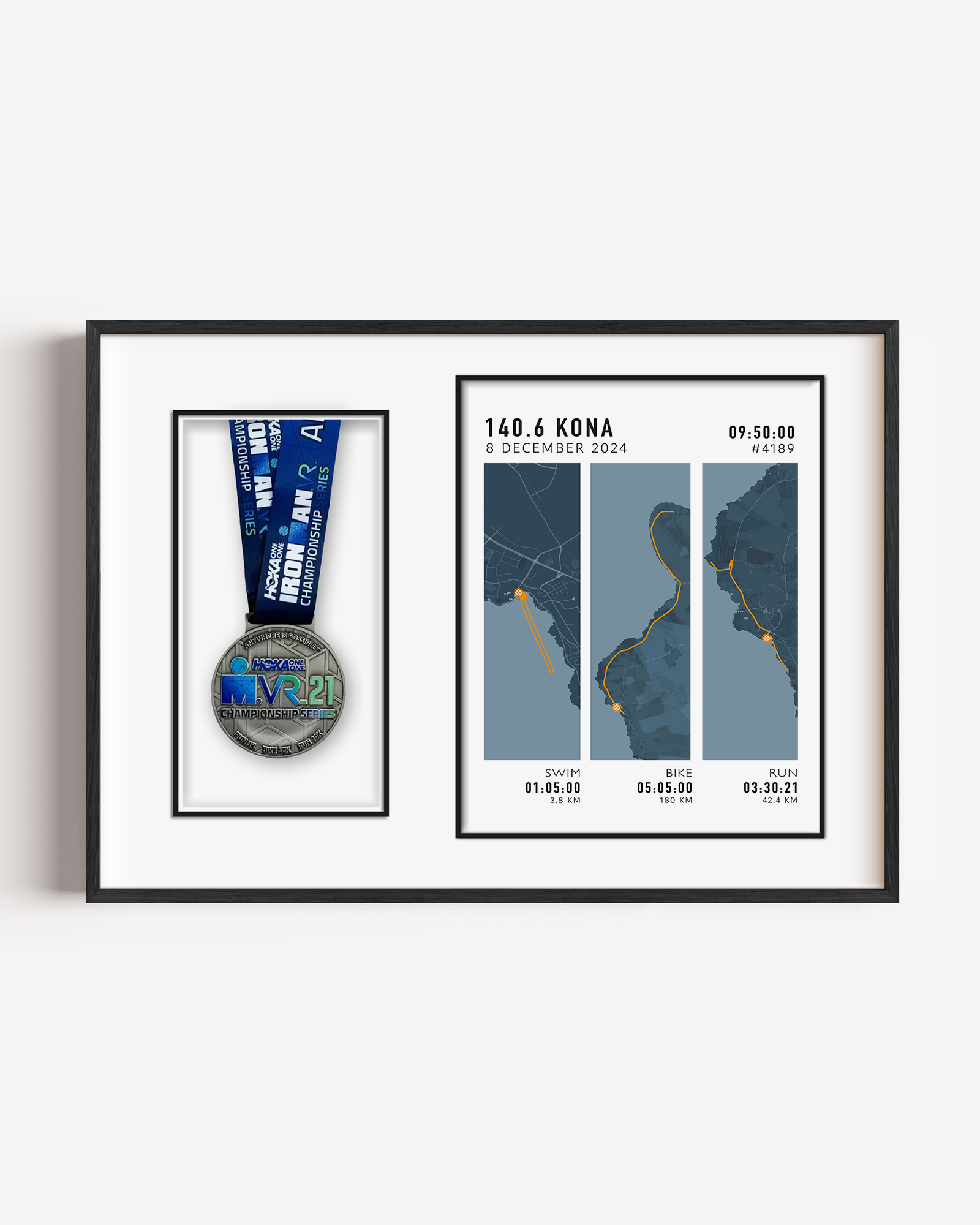 Ironman medal display frame for triathlon – stylish wall-mounted race medal holder to showcase finisher medals