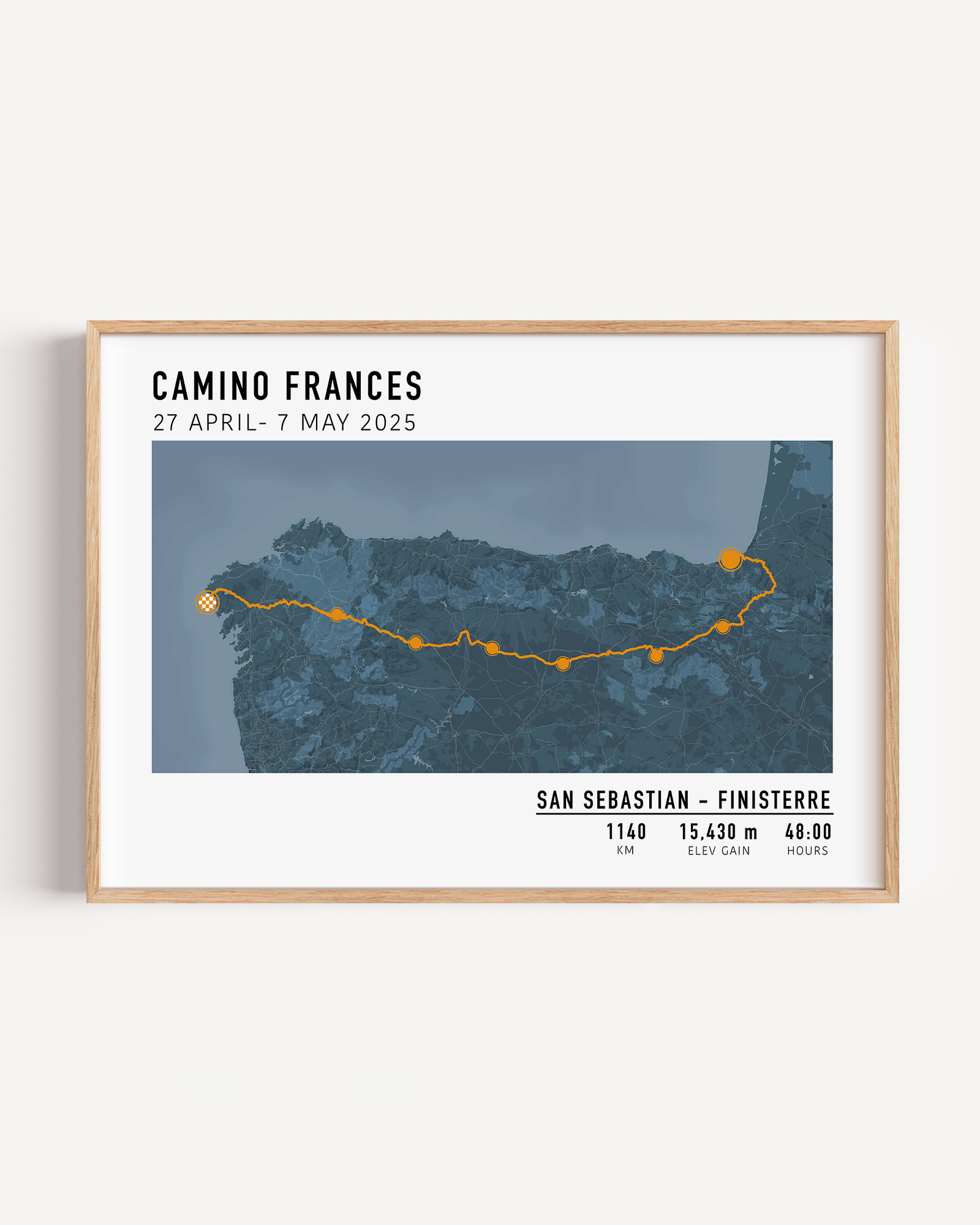 Custom hiking poster for multi-day trek with detailed route and stats