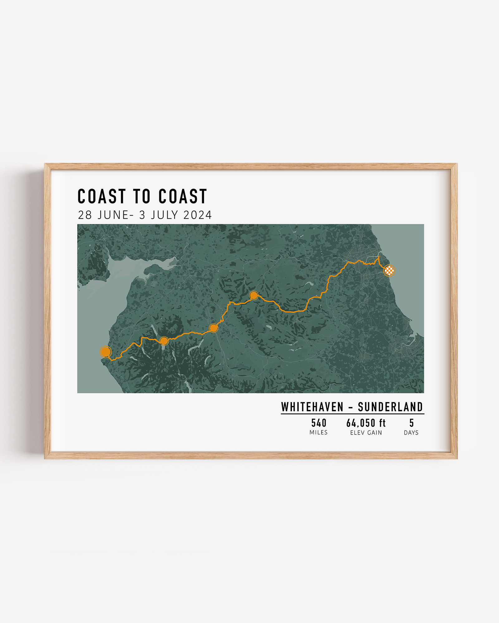 Custom hiking poster for multi-day trek with detailed route and stats