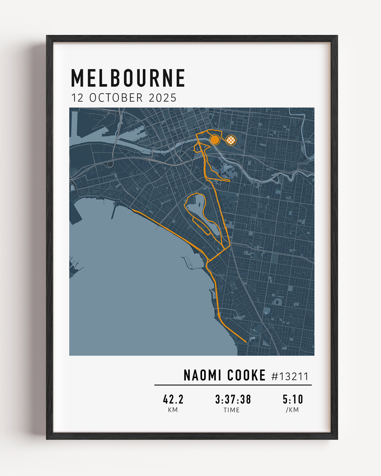 Melbourne Marathon Gift for runner, marathon gift framed custom strava stats