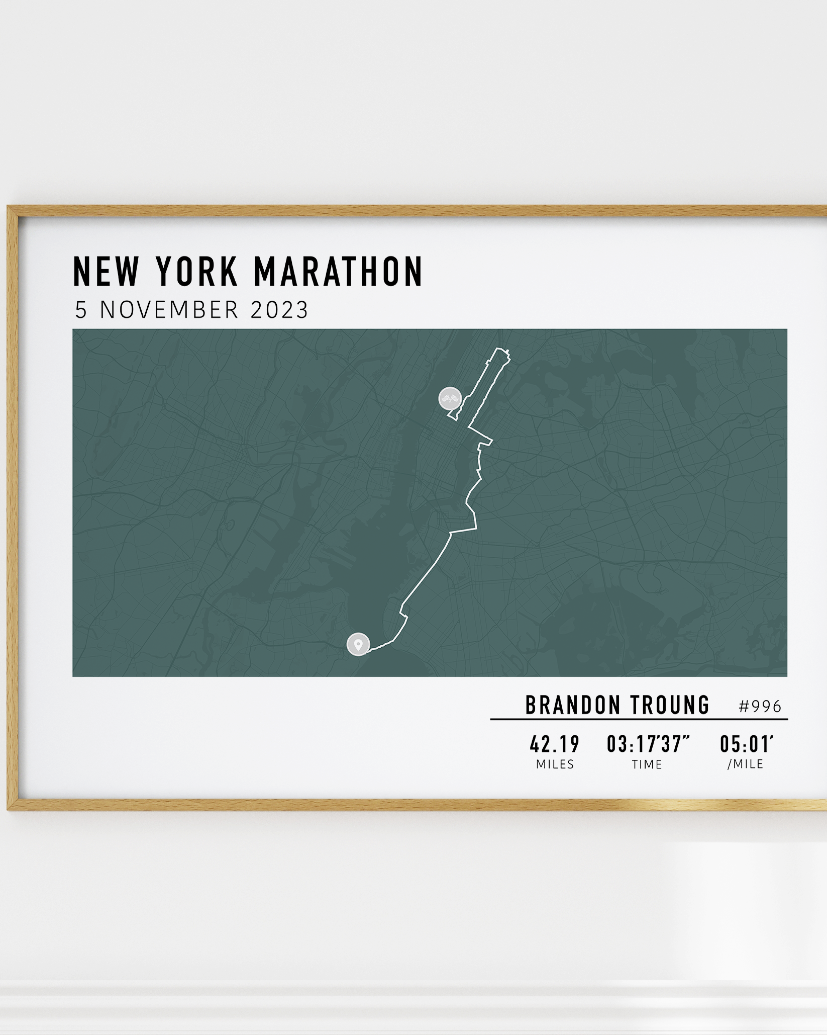 new york marathon route custom gift