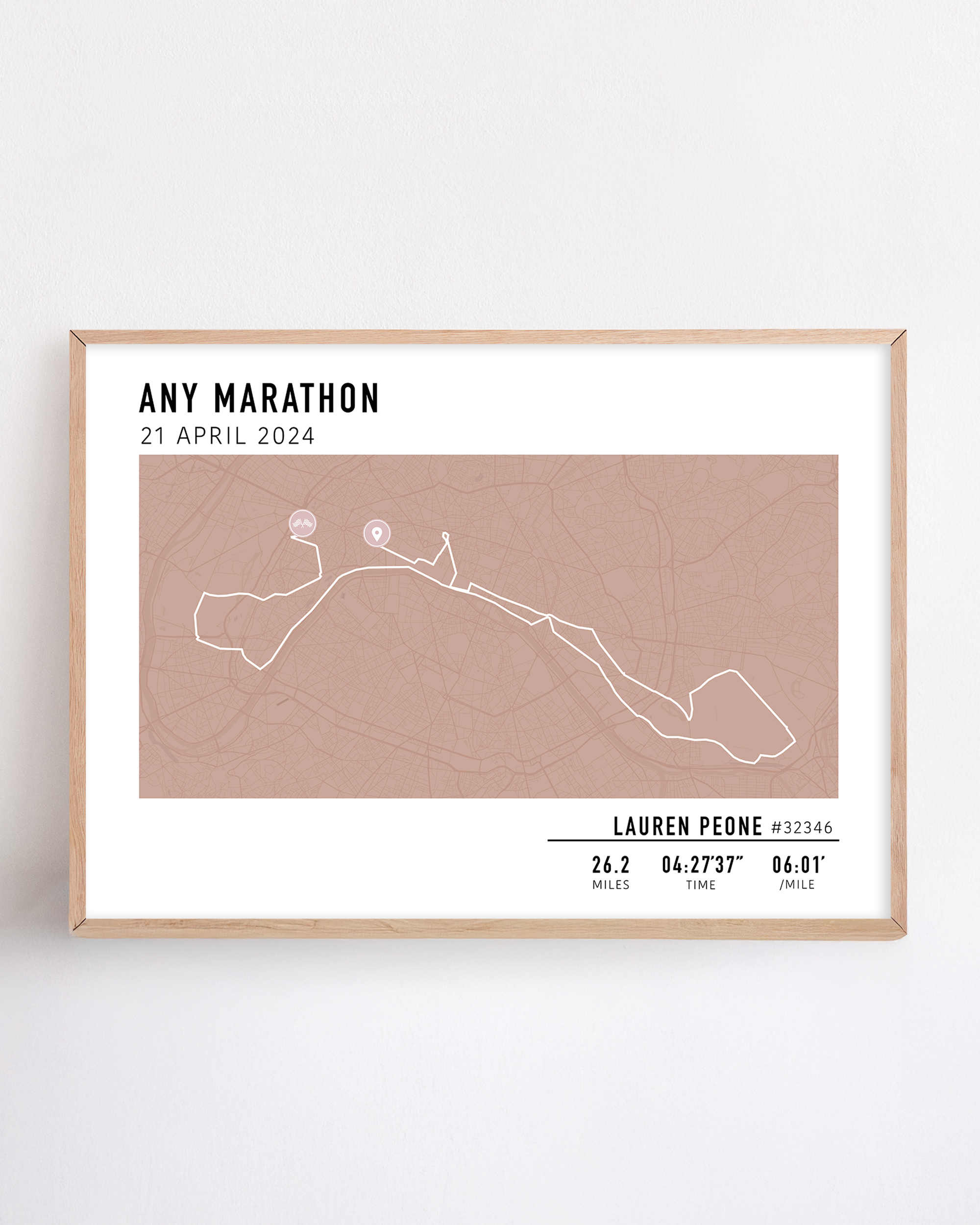 paris marathon route custom gift