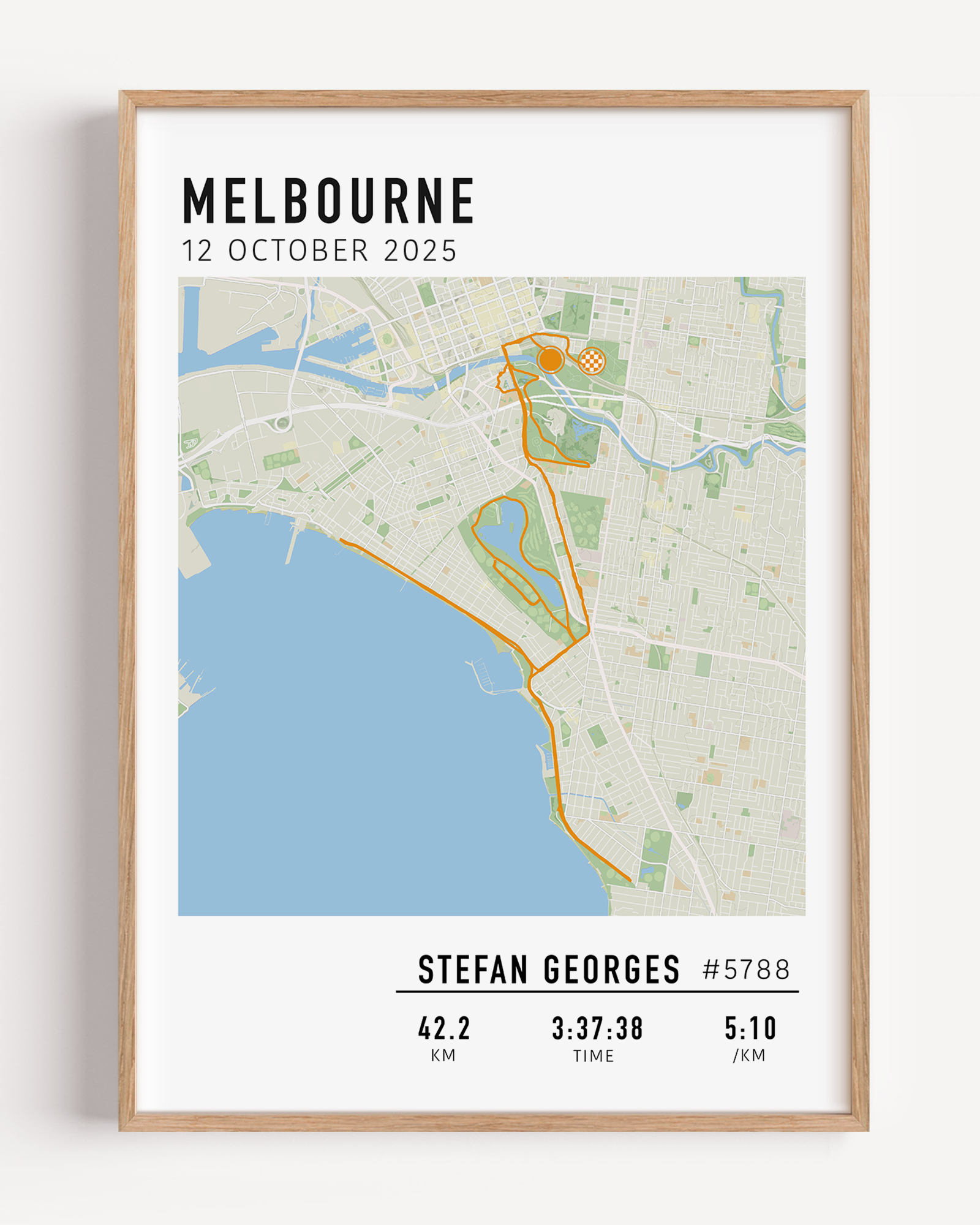 Melbourne Marathon Gift for runner, marathon gift framed custom strava stats