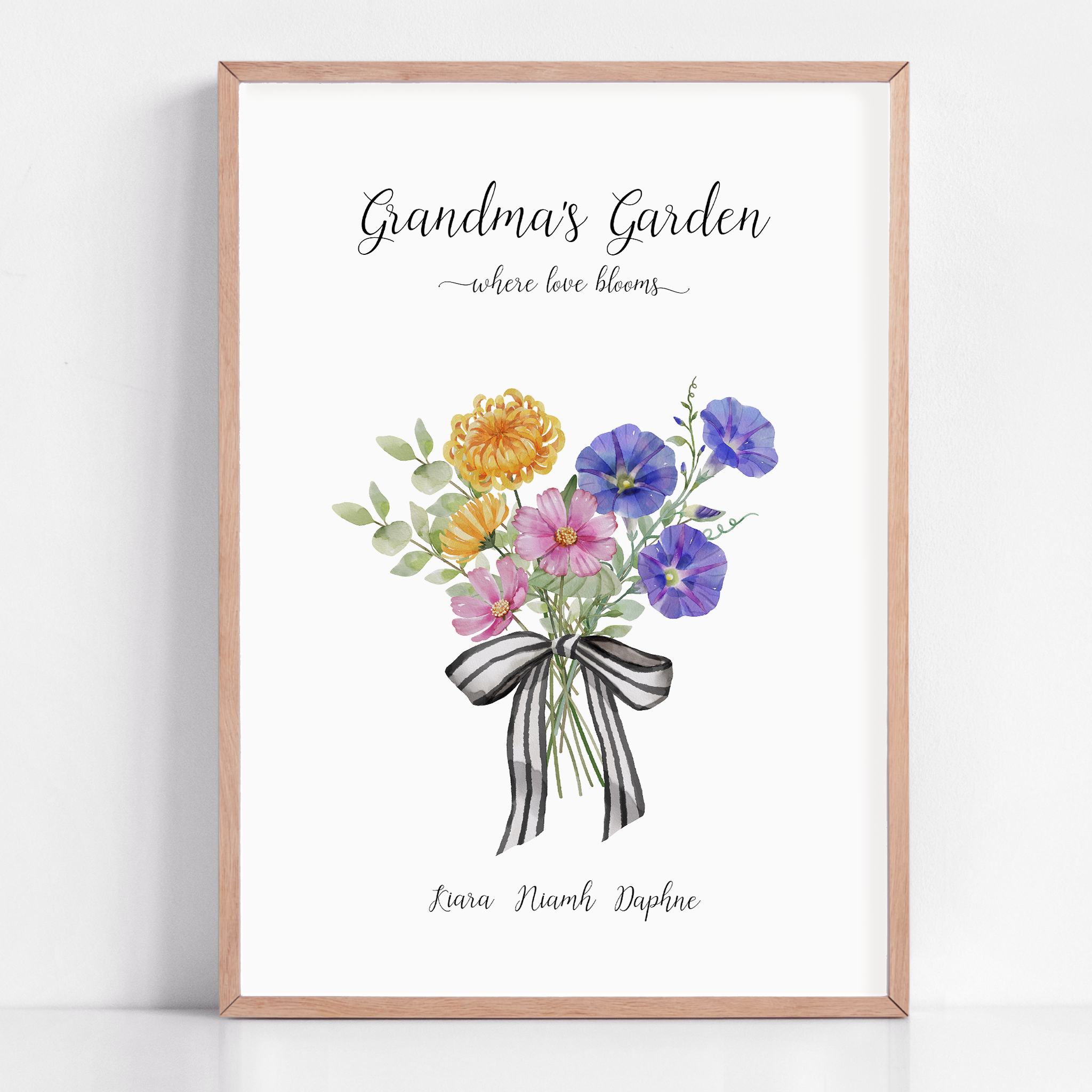 Custom Mother's Day Gift for Grandma, Birth Month Flower Grandchildren Gift, Grandma's Garden, Gift for Nan, Grandparent Gift Flower Bouquet frame