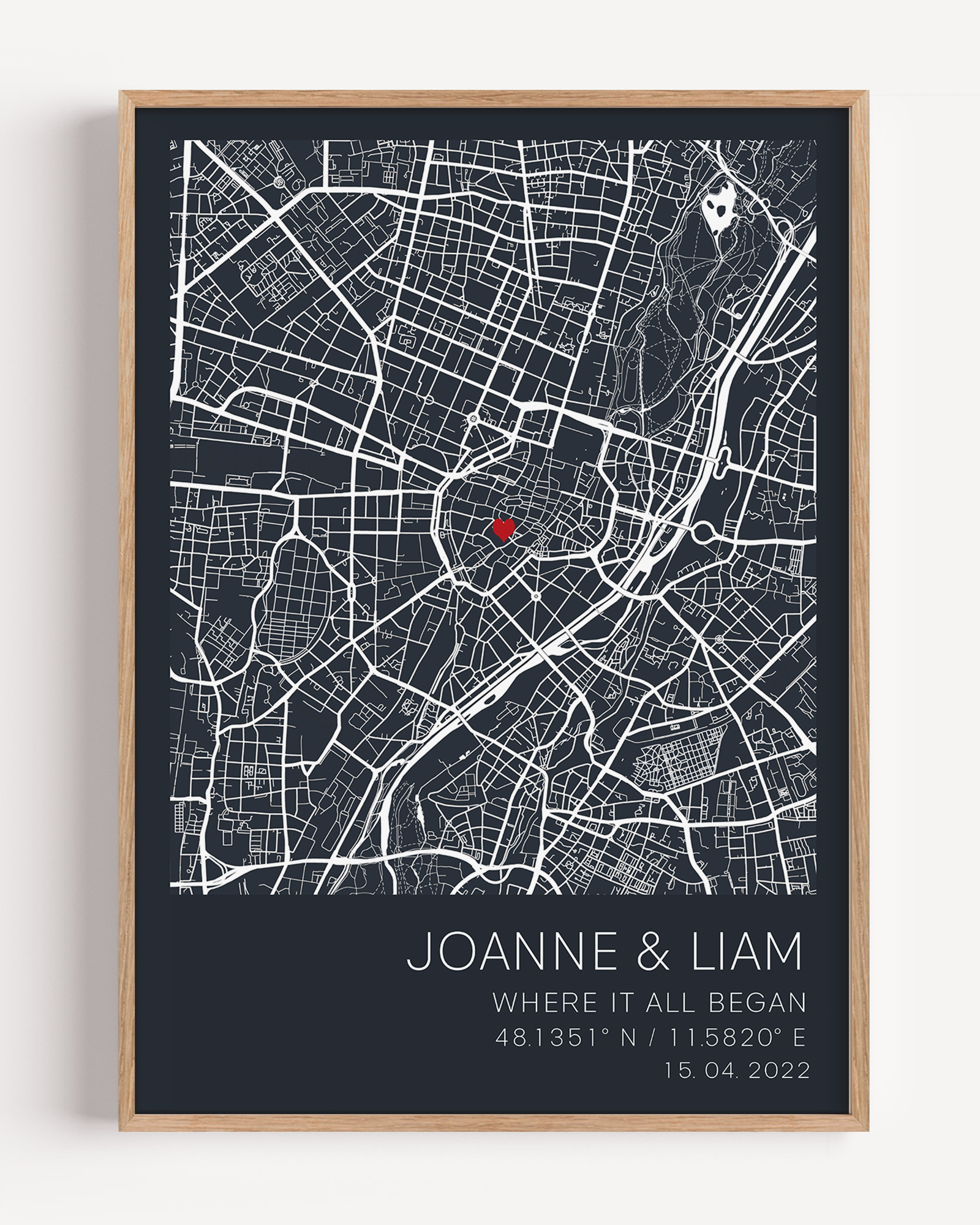 Personalized couple gift featuring where they first met, with custom details of the couple.