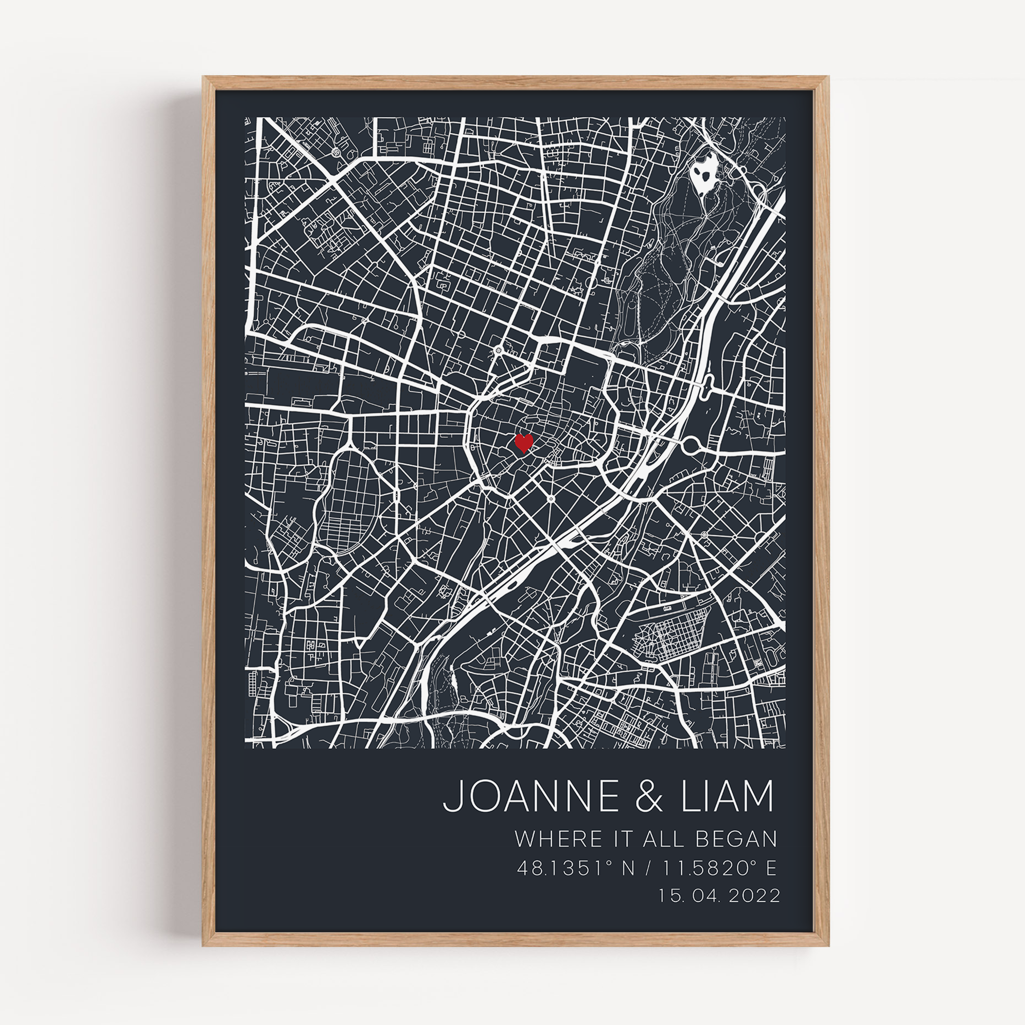 Personalized couple gift featuring where they first met, with custom details of the couple.