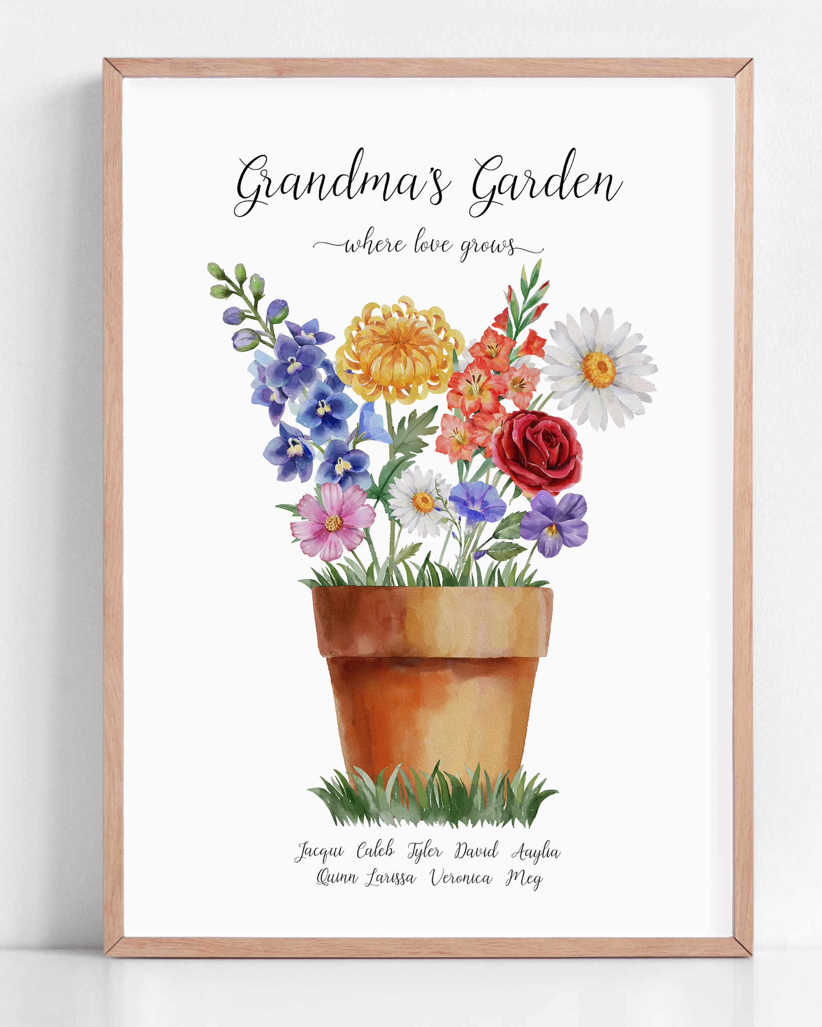 grandmas garden birth flower print