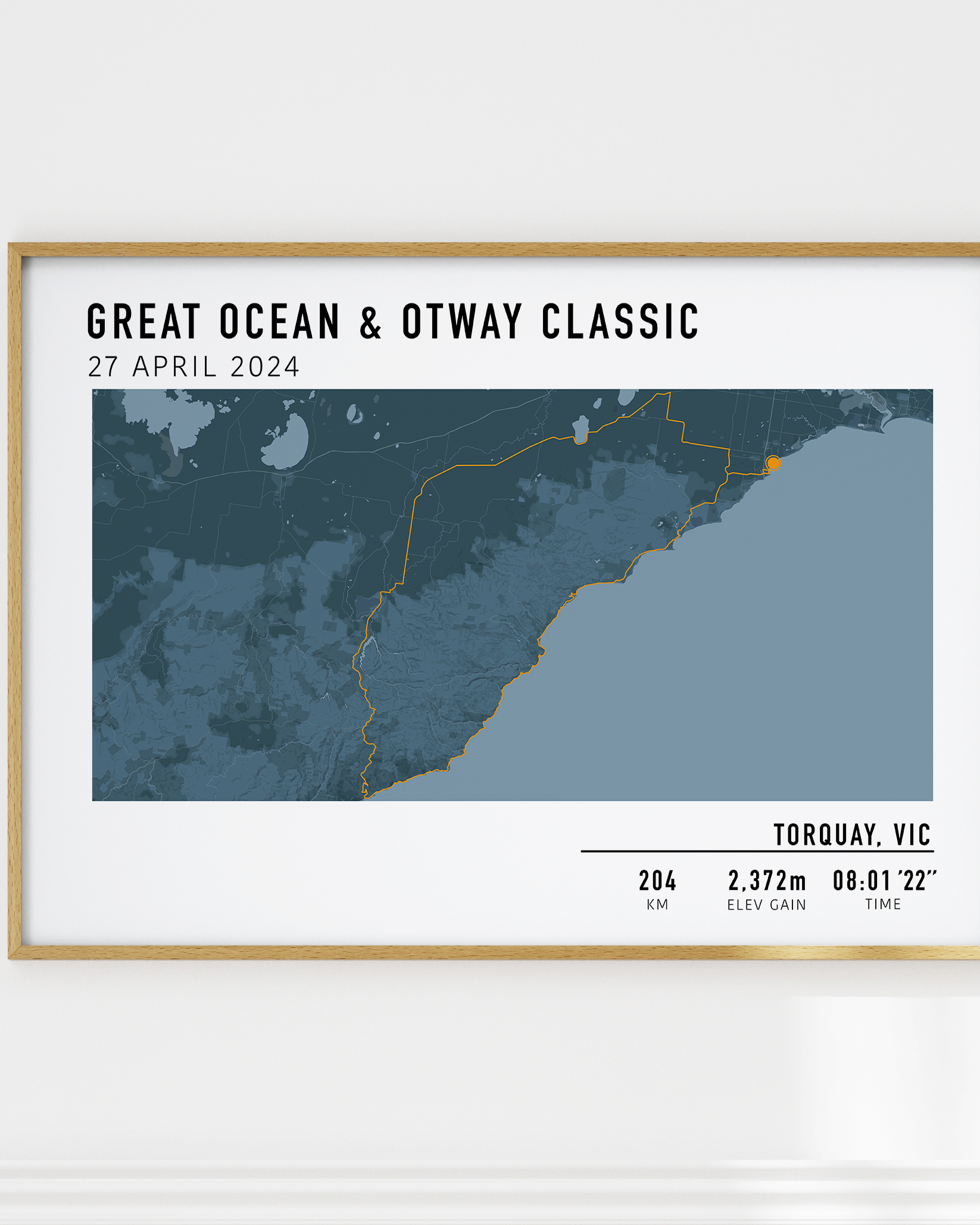 great ocean road otway classic cycling route poster custom hiking map route poster framed