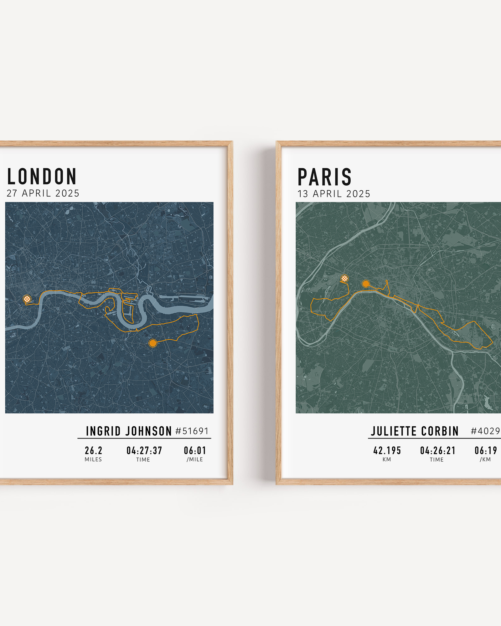 london marathon map print and cycling route print
