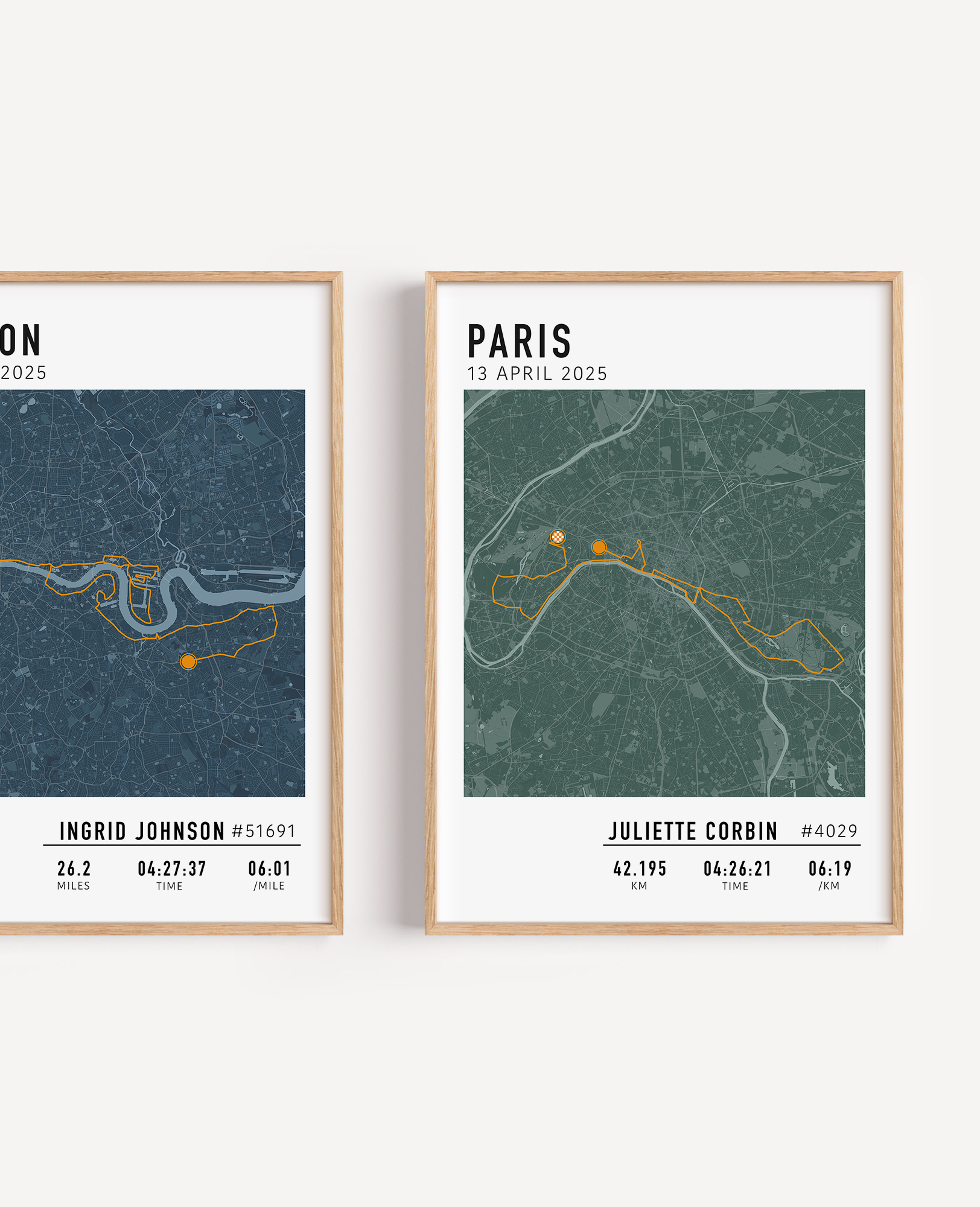 london marathon map print and cycling route print