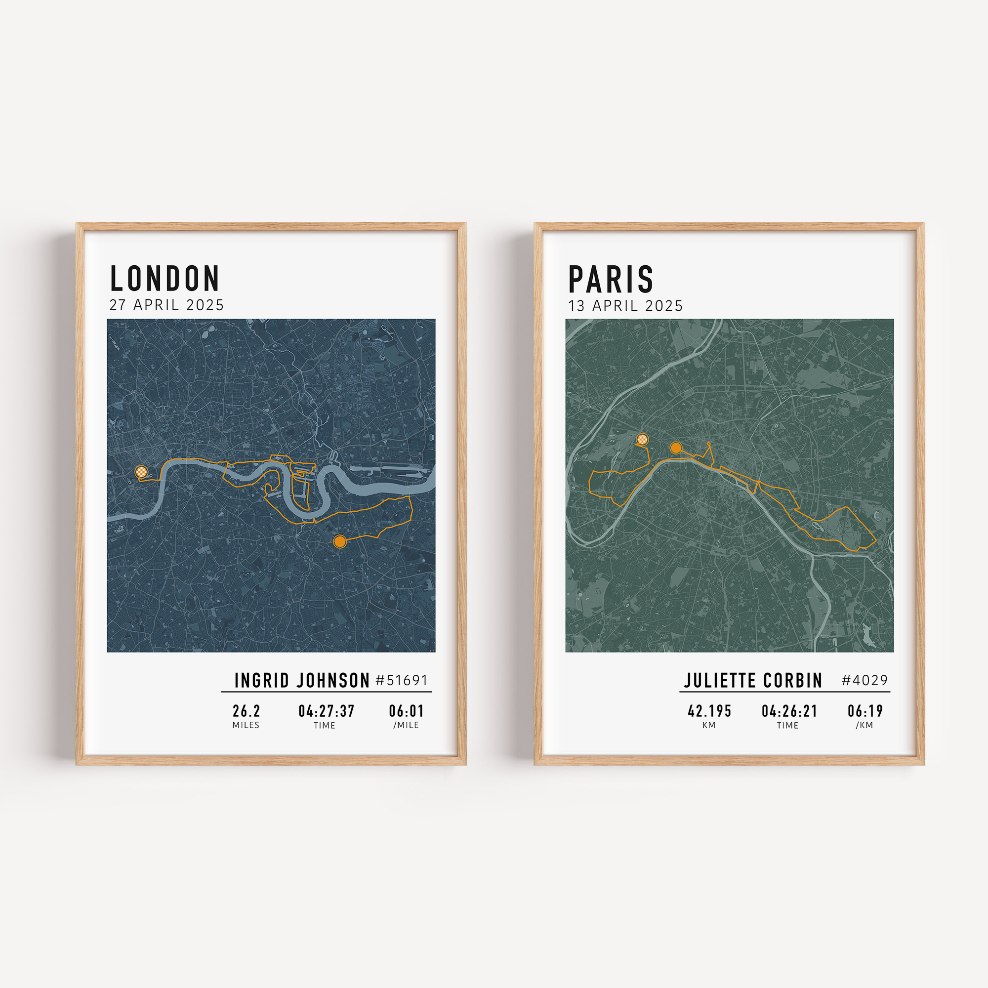 london marathon map print and cycling route print