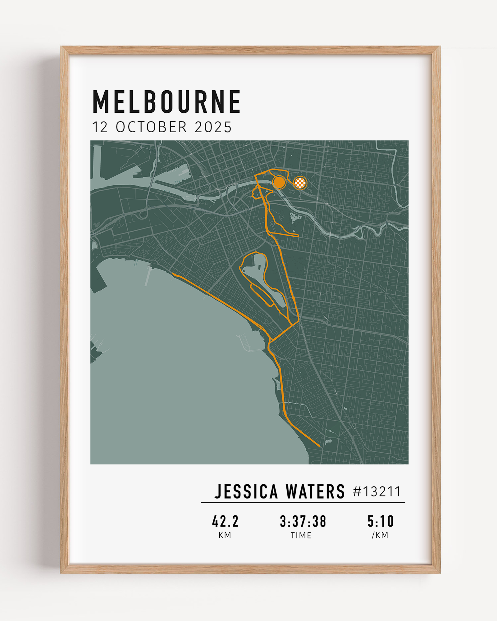Melbourne Marathon Gift for runner, marathon gift framed custom strava stats