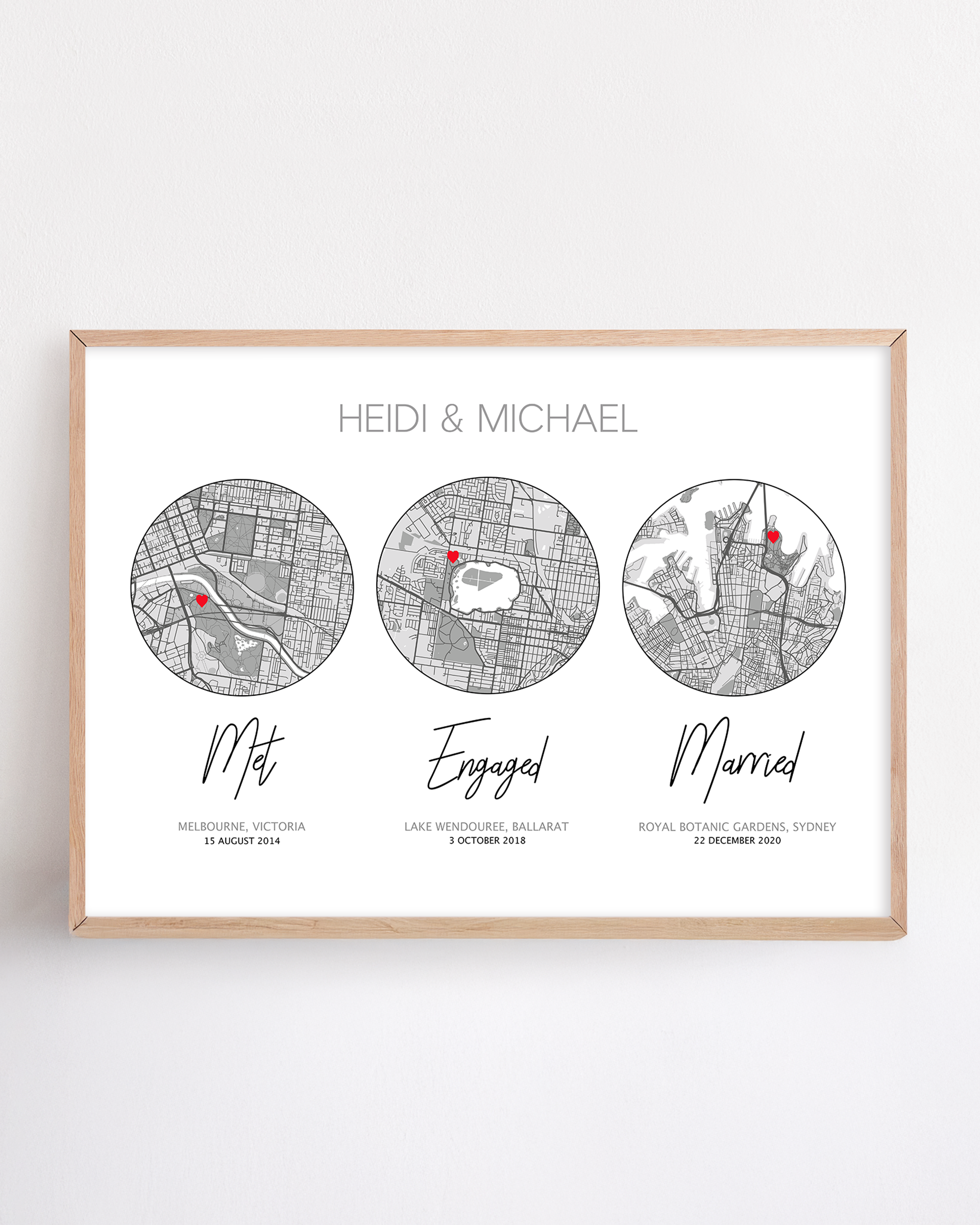 met engaged married print for anniversary with custom location maps