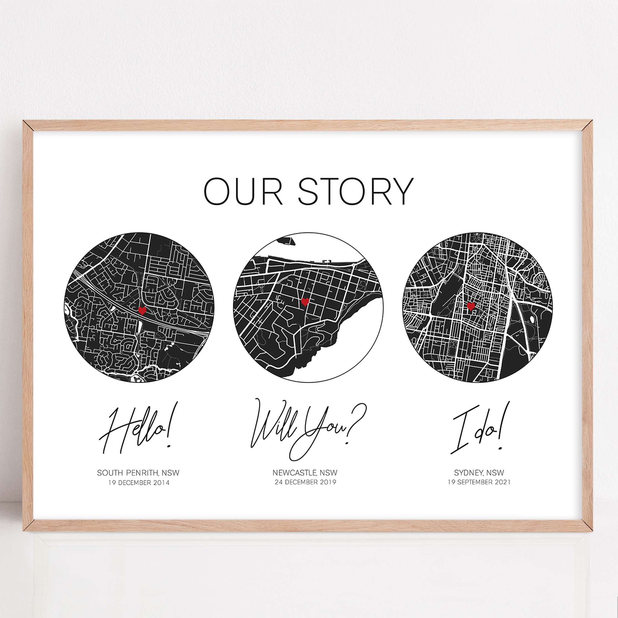 our story hello will you i do framed print for anniversary and first year paper traditional gift