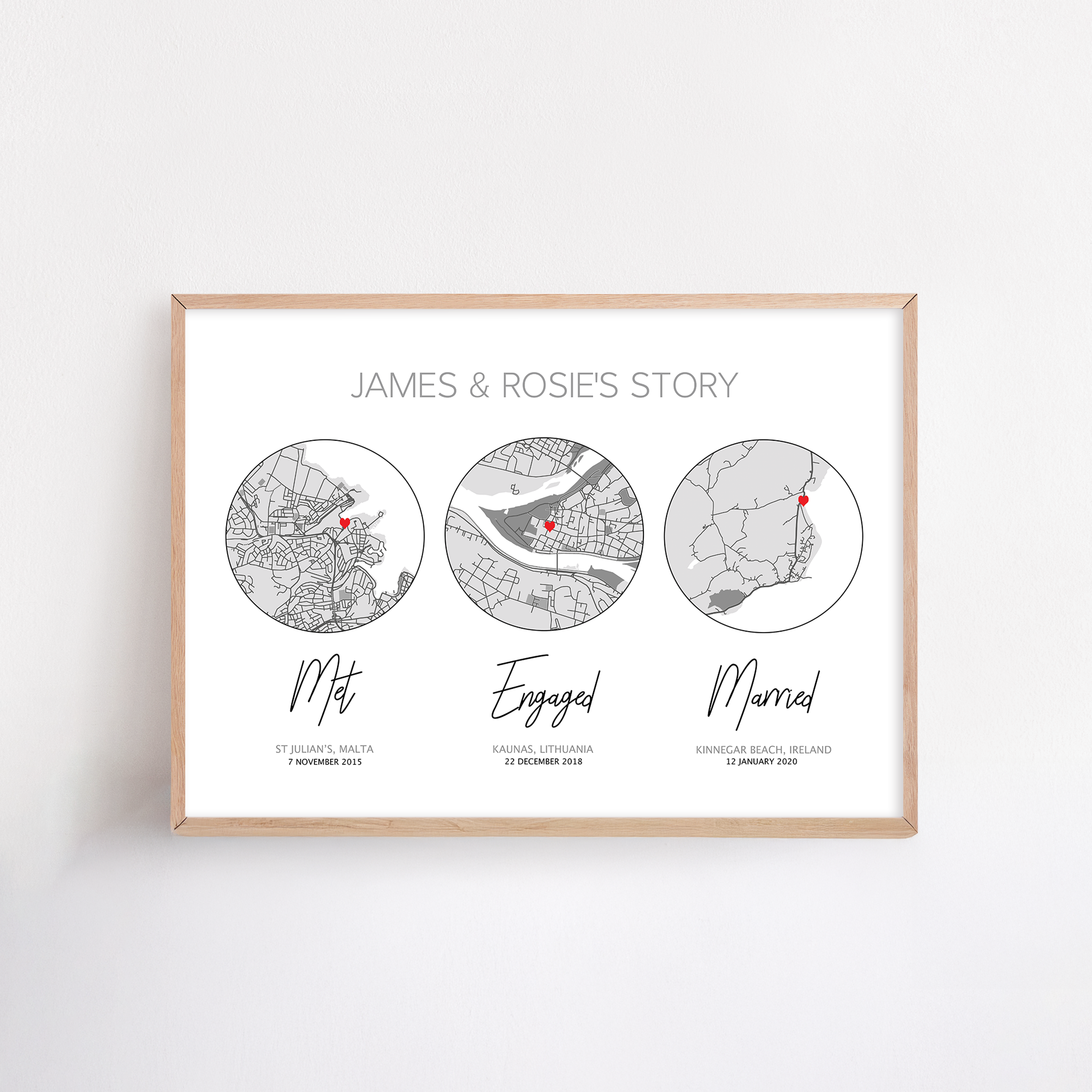 met engaged married map print with custom locations for first year traditional anniversary gift paper