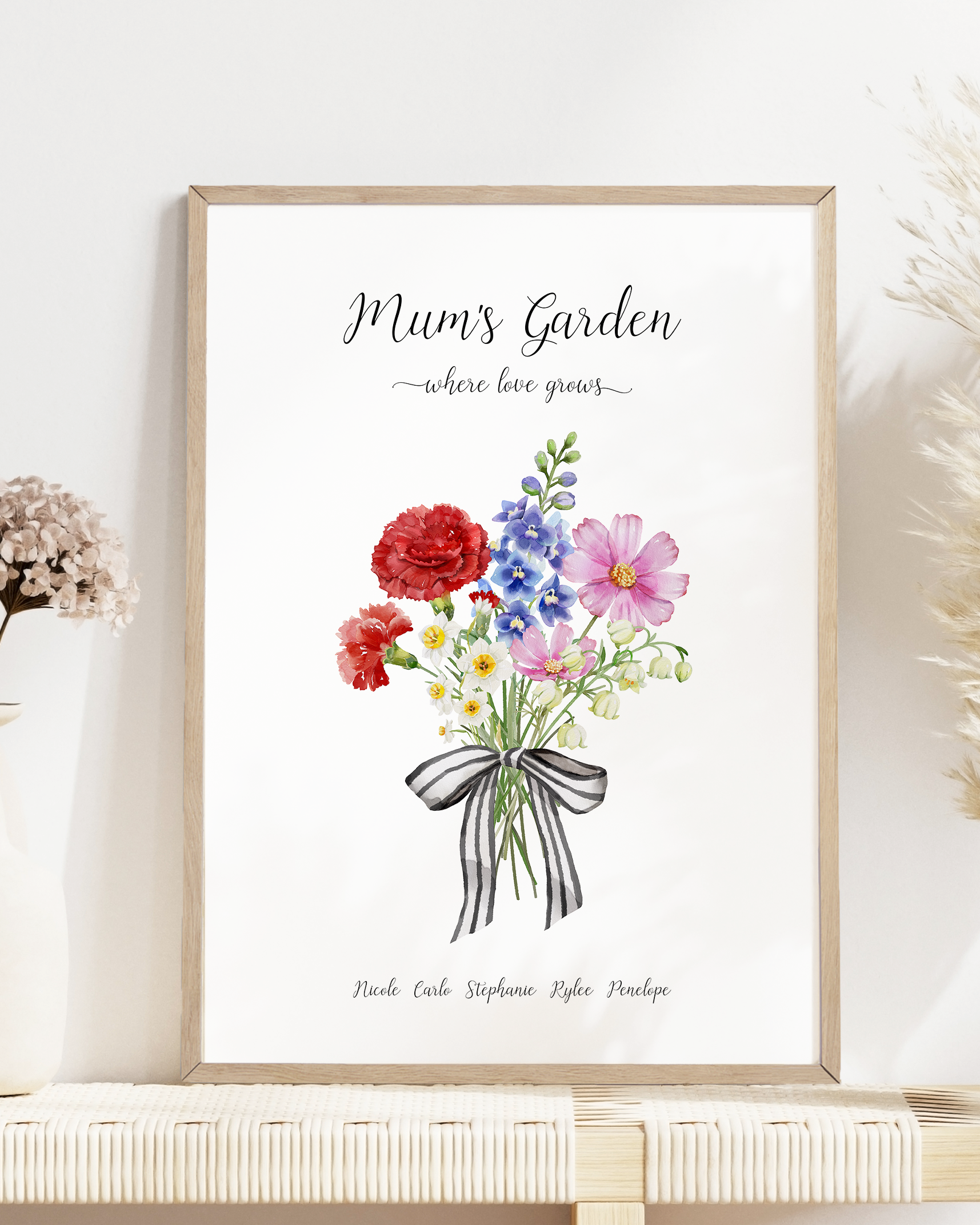 mums garden birth flowers gift for mother custom family tree frame