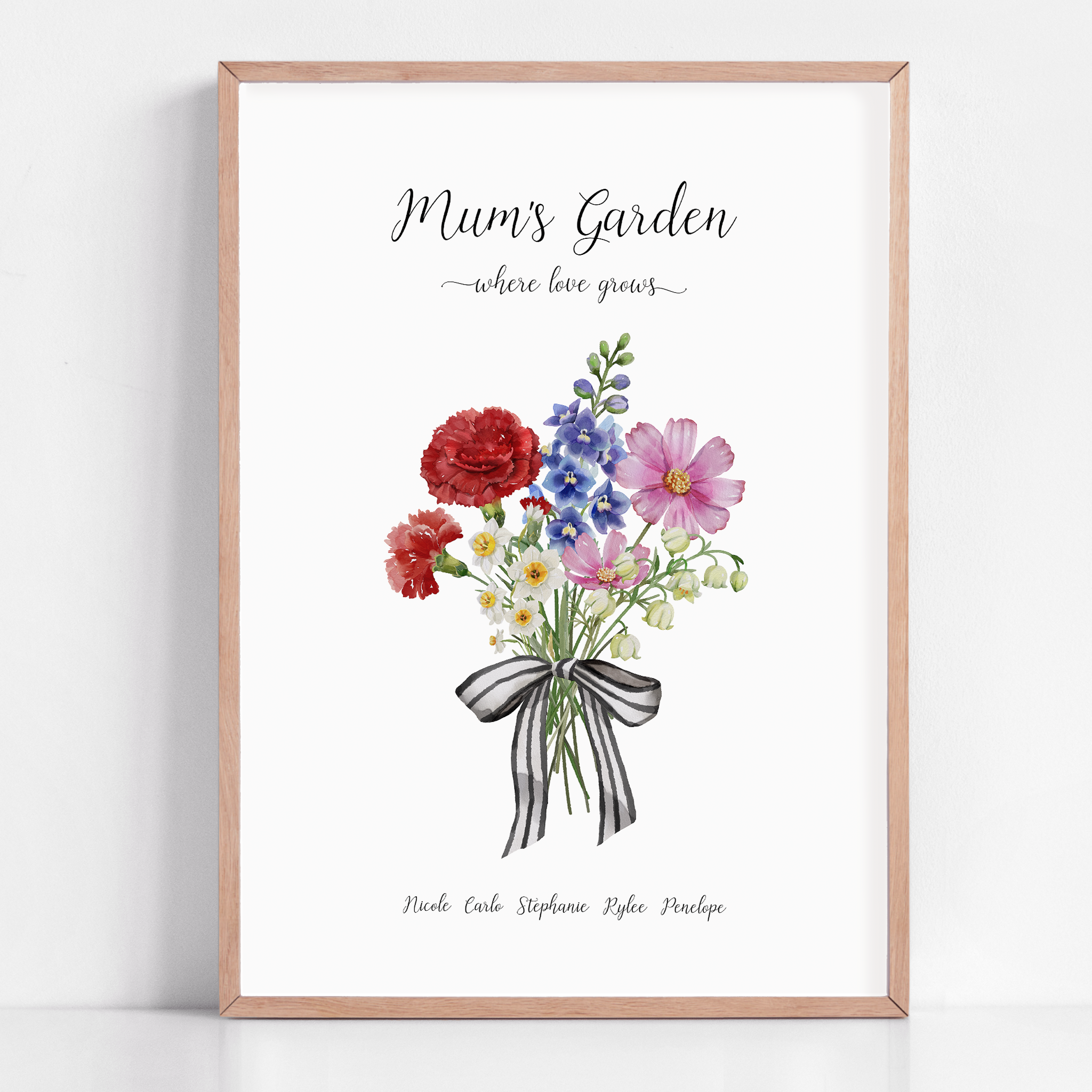 mums garden birth flowers gift for mother custom family tree frame