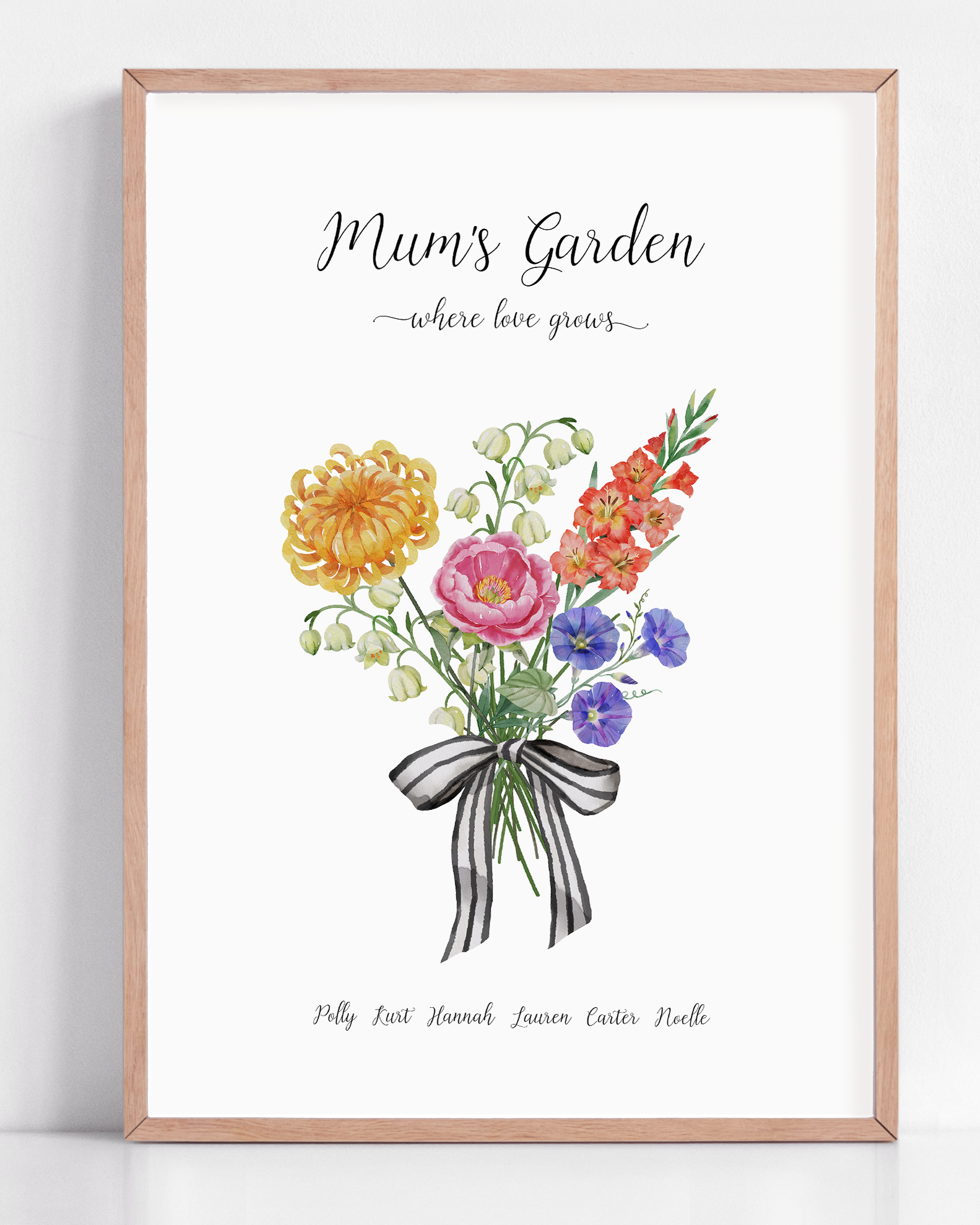 mums garden birth flowers gift for mother custom family tree frame