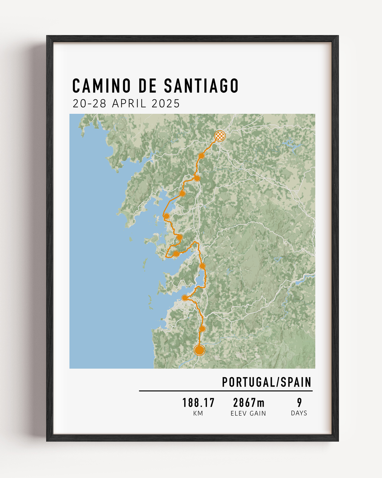 Multi-day hike artwork – custom trail map from your outdoor adventure
