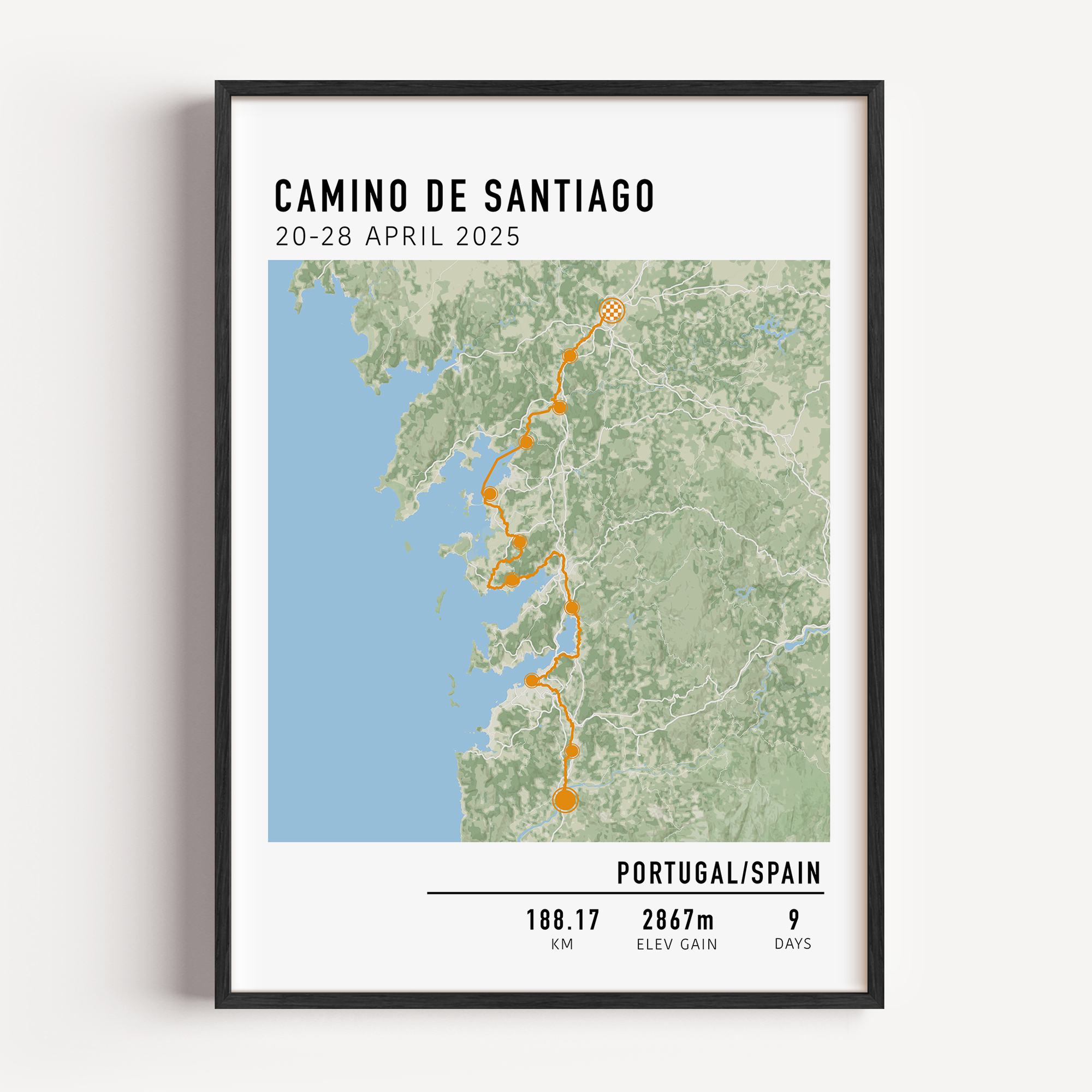 Multi-day hike artwork – custom trail map from your outdoor adventure