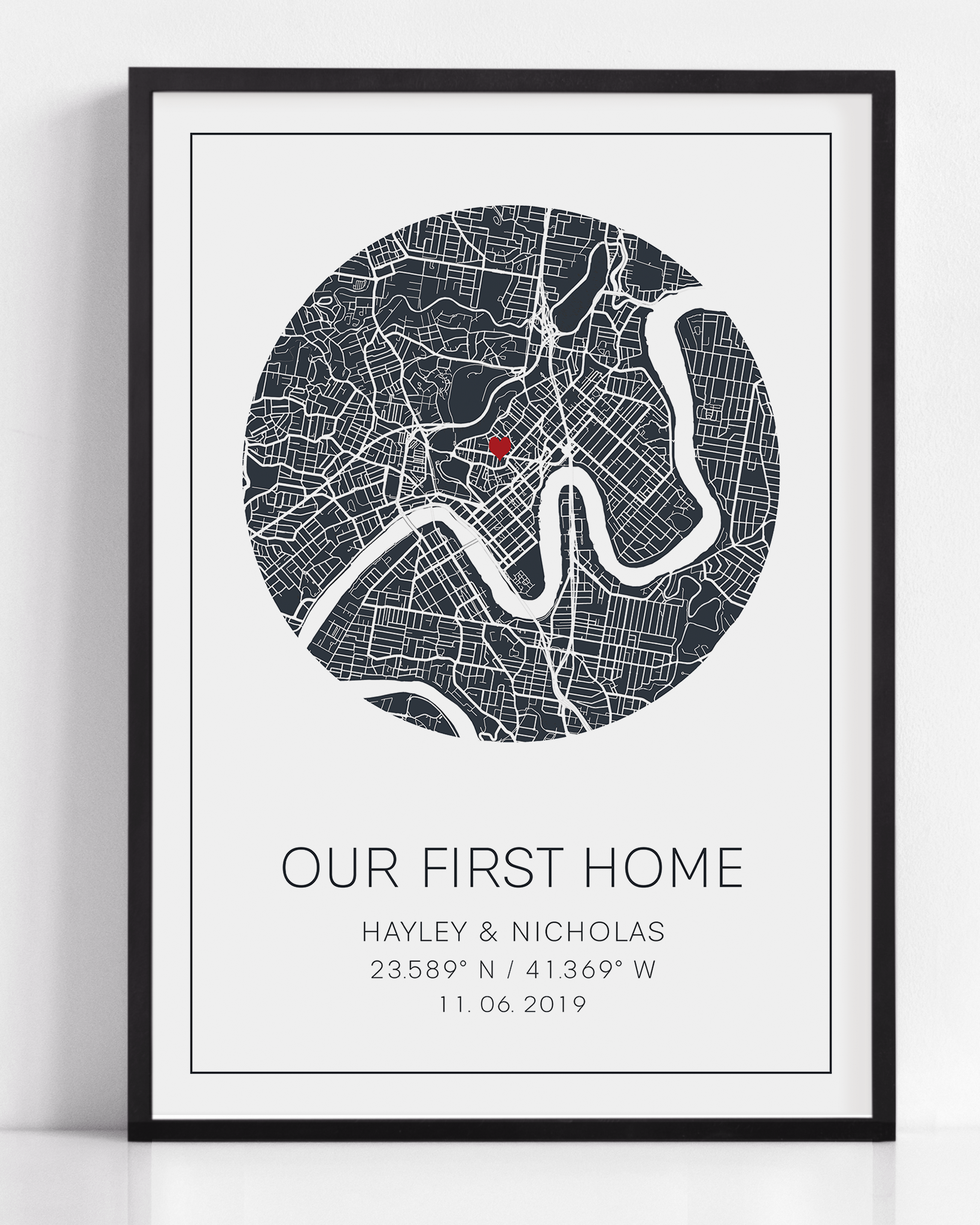 New Homeowner gift for first home, home sweet home map print