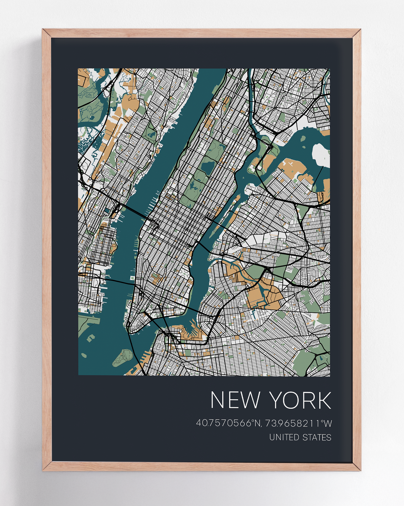 Custom framed city map print of any destination—unique wall art capturing the streets of a meaningful place, ideal for celebrating memories or special occasions.