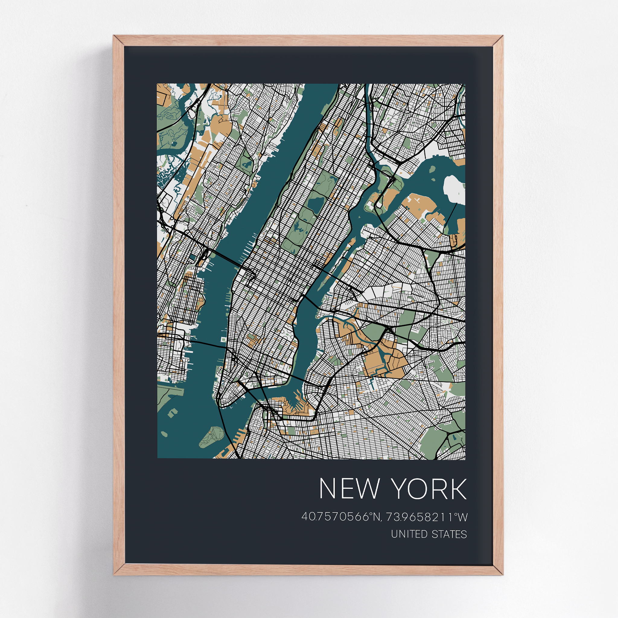 Custom framed city map print of any destination—unique wall art capturing the streets of a meaningful place, ideal for celebrating memories or special occasions.