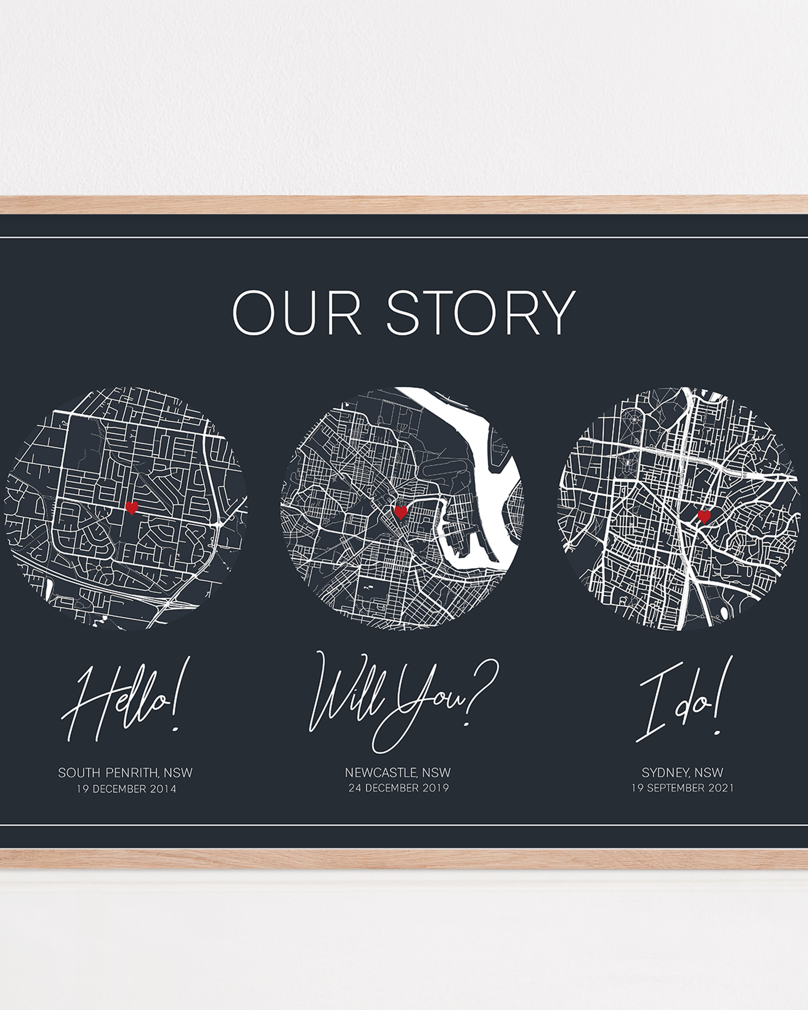our story map print framed custom locations for paper anniversary