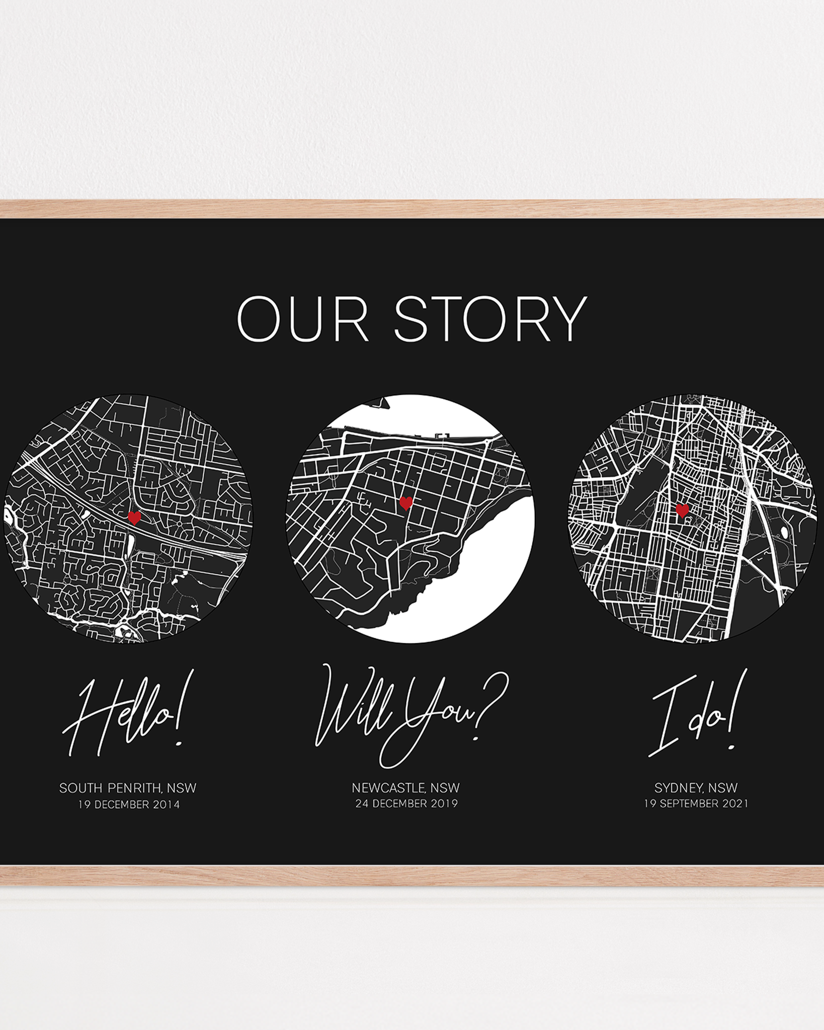 our story map print framed custom locations for paper anniversary