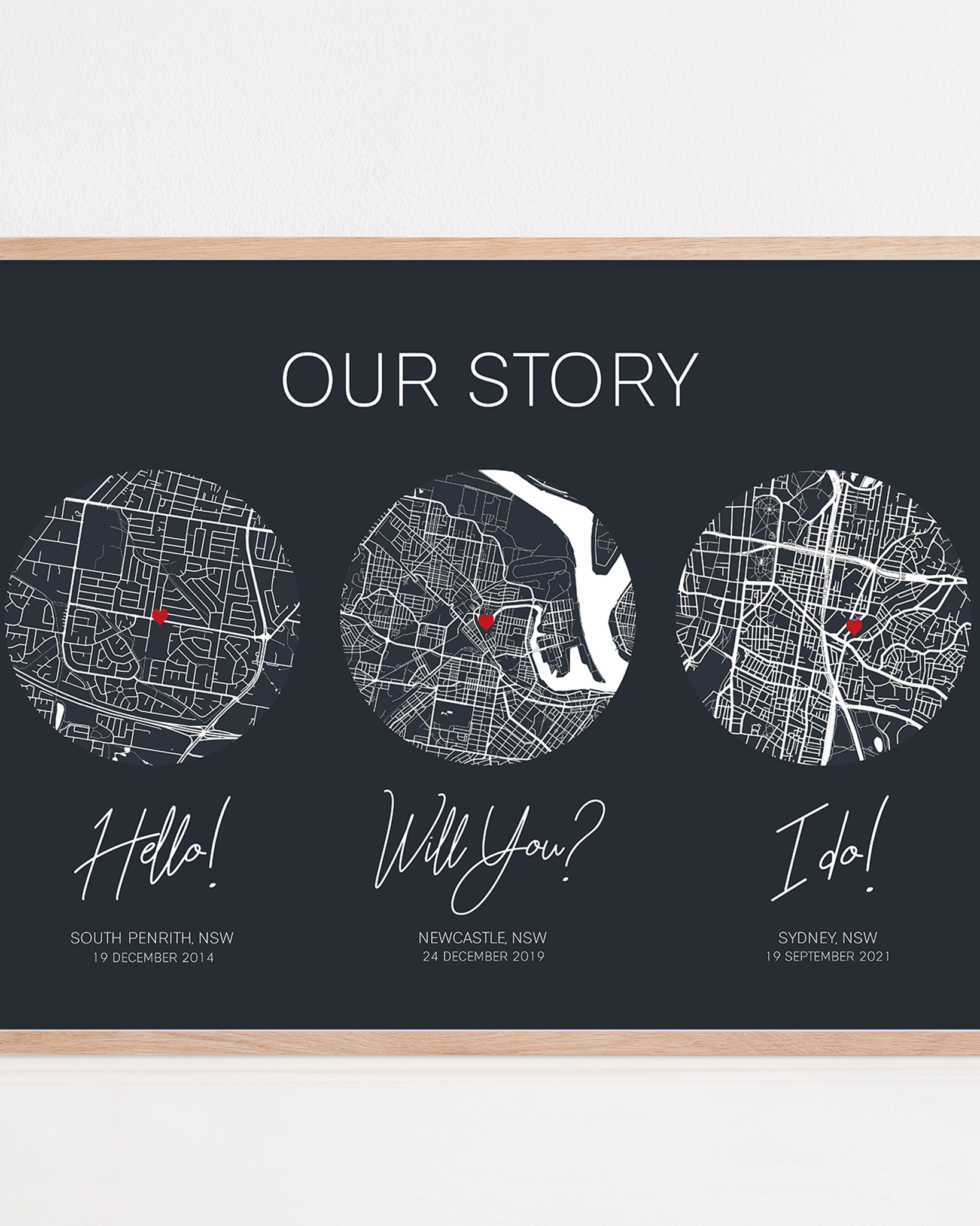 our story map print framed custom locations for paper anniversary