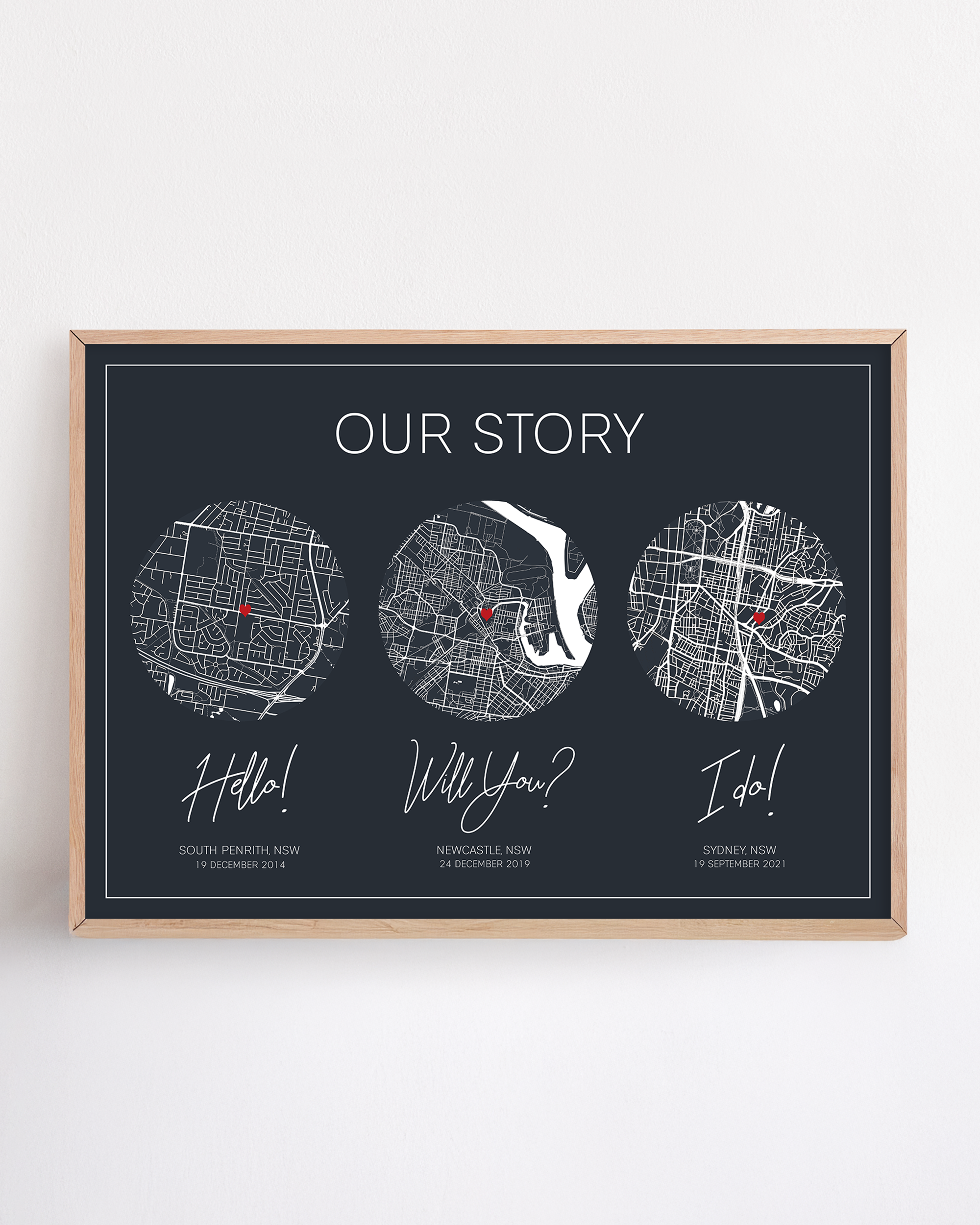 our story map print framed custom locations for paper anniversary
