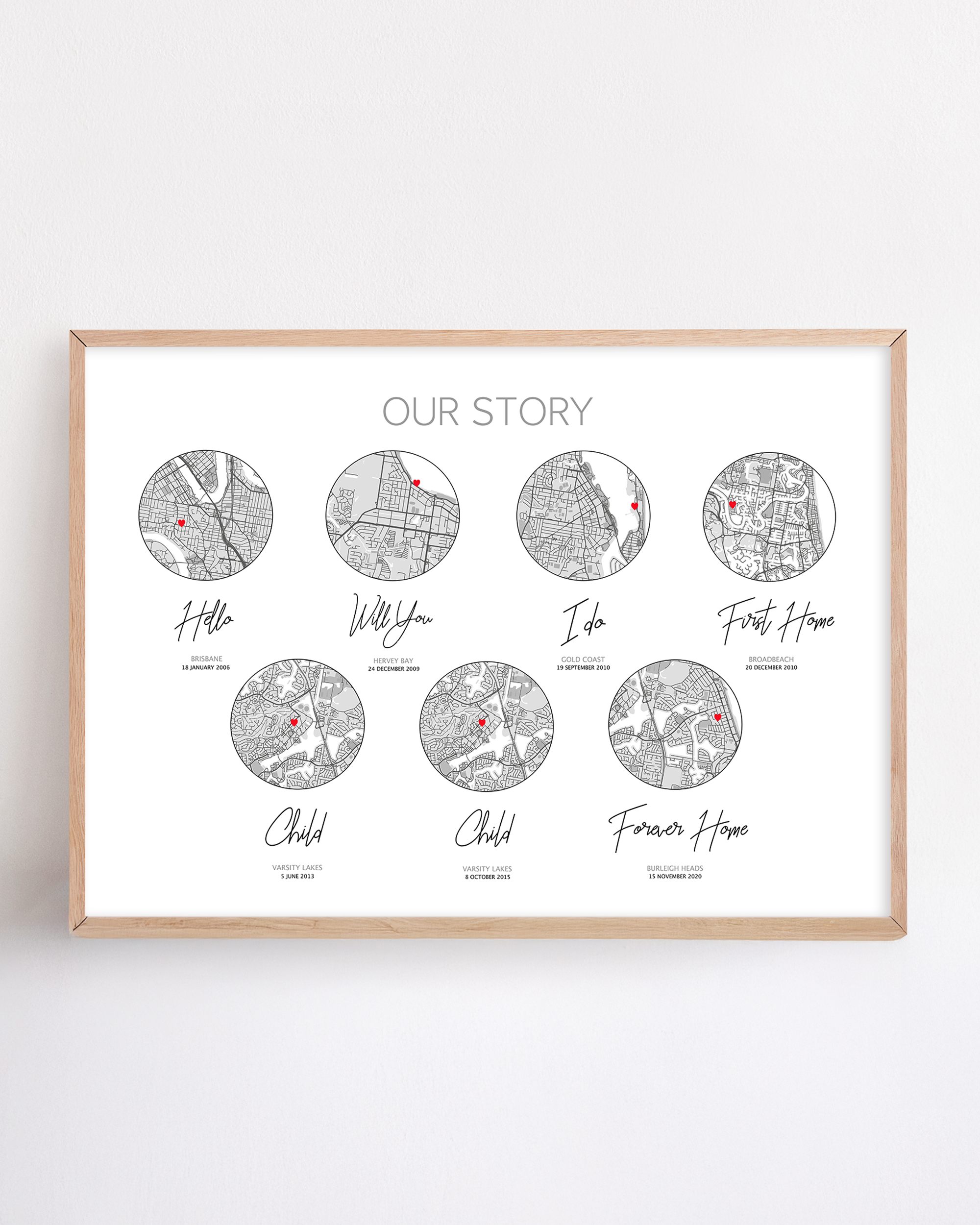 our family tree gift list of family events in map