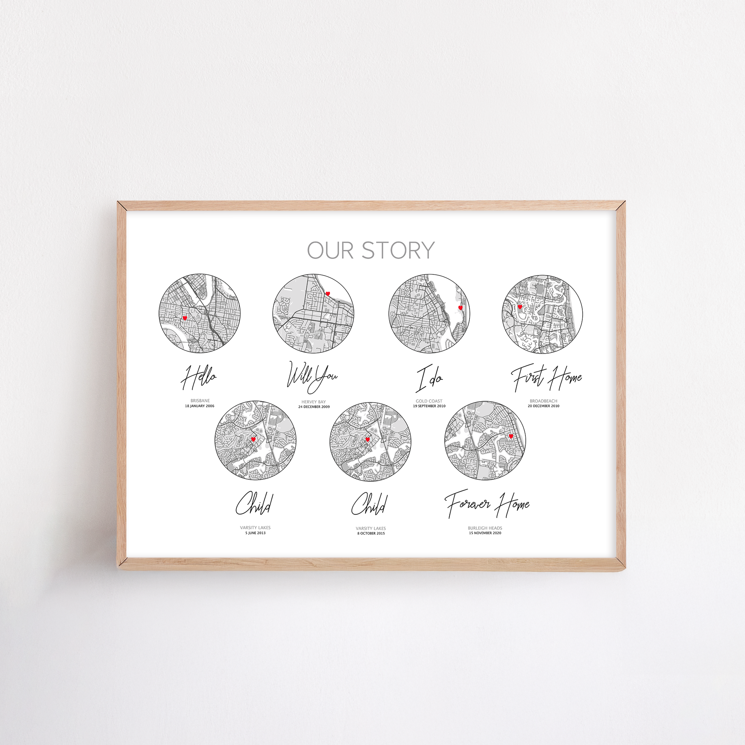 our family tree gift list of family events in map