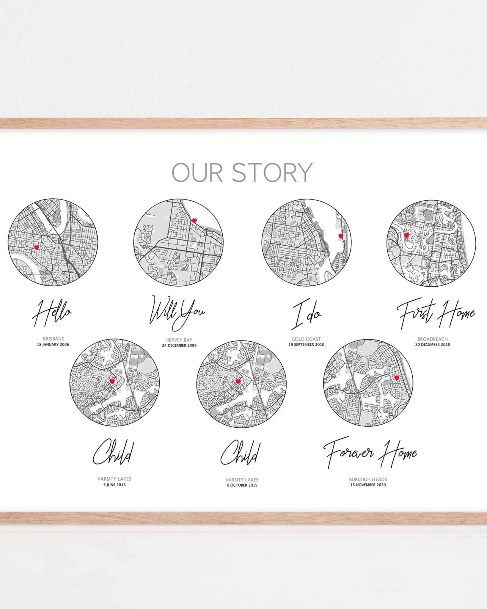 our family print family tree birth print framed with custom maps