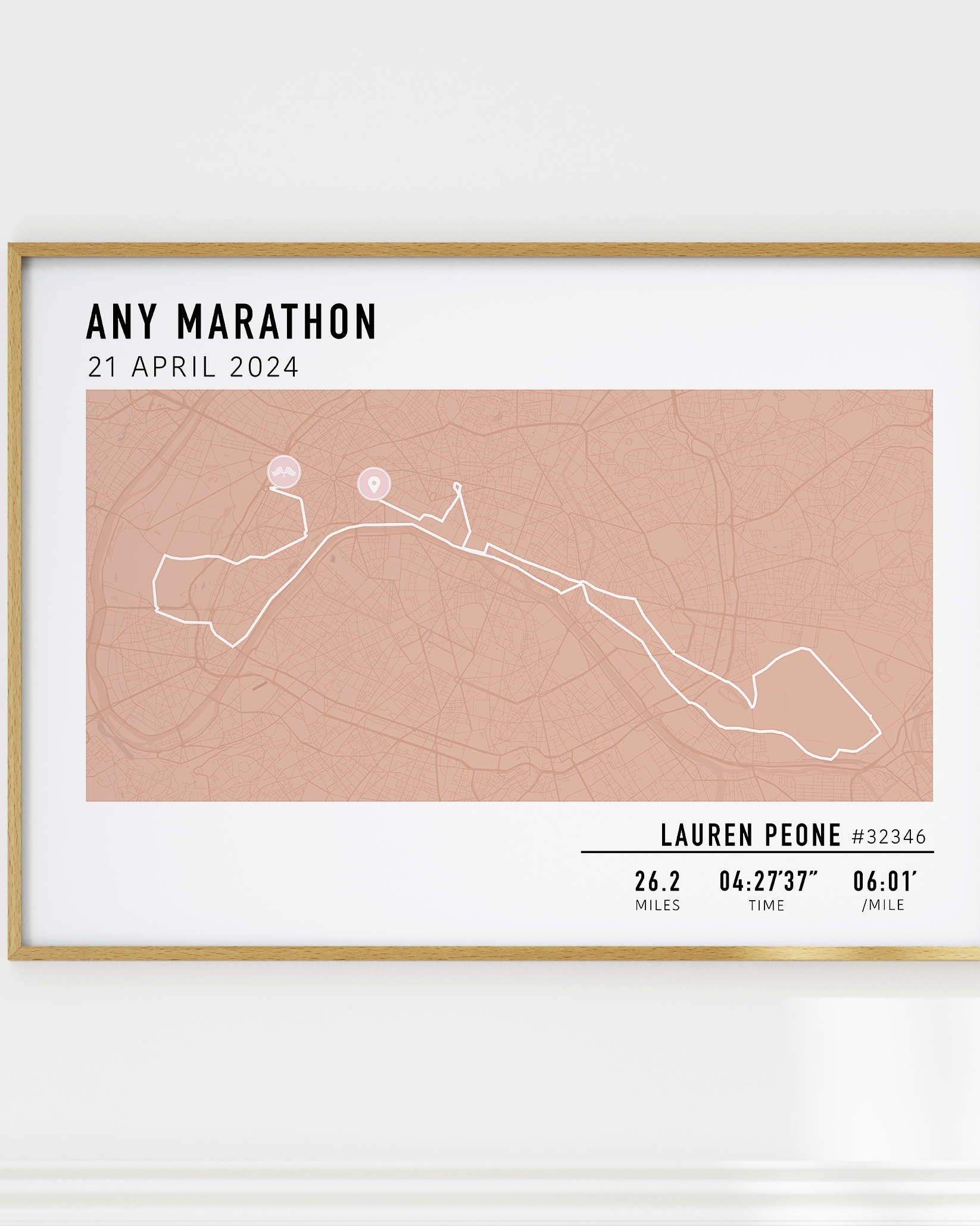 paris marathon route custom gift