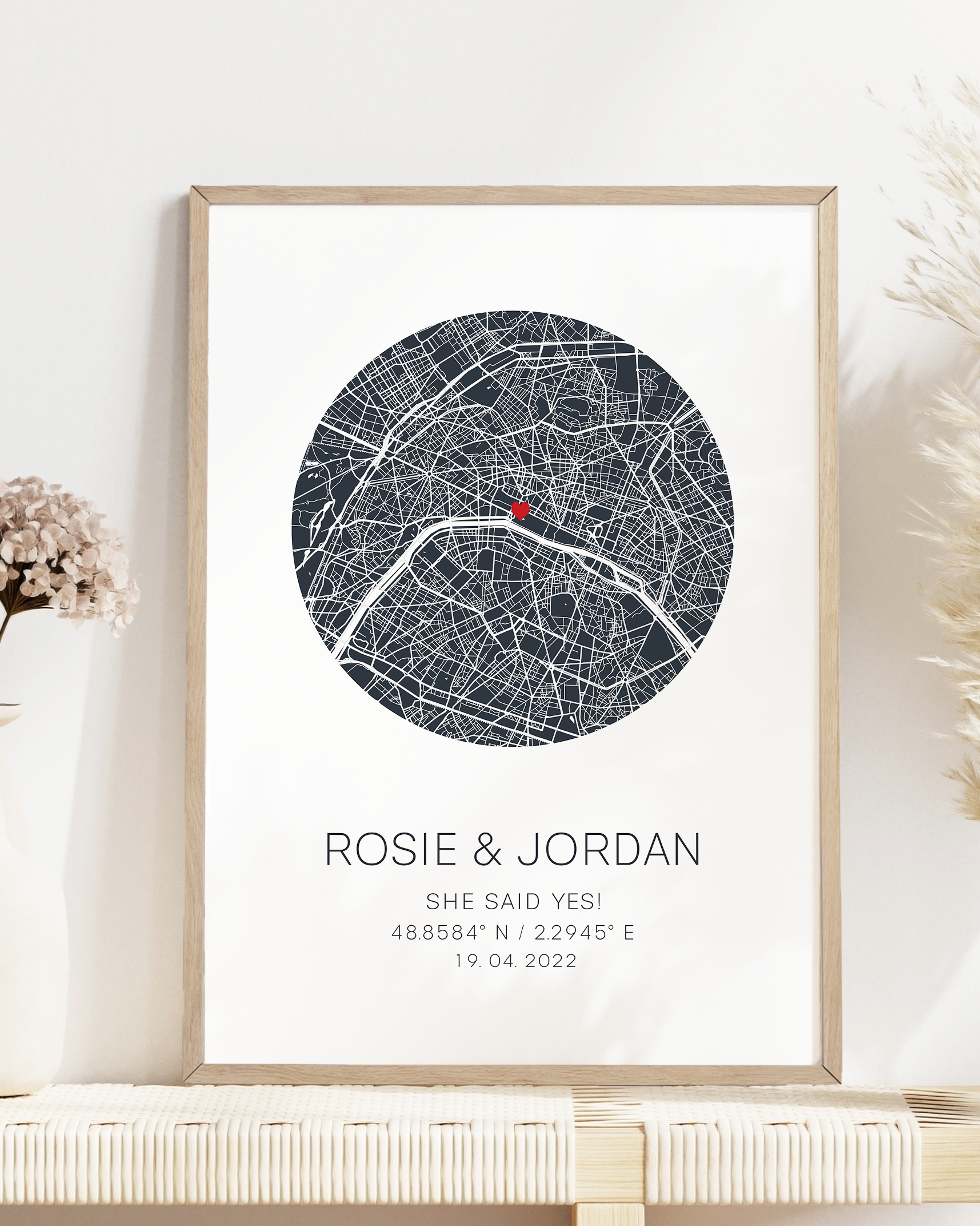 engagement gift for couple custom location engagement party gift